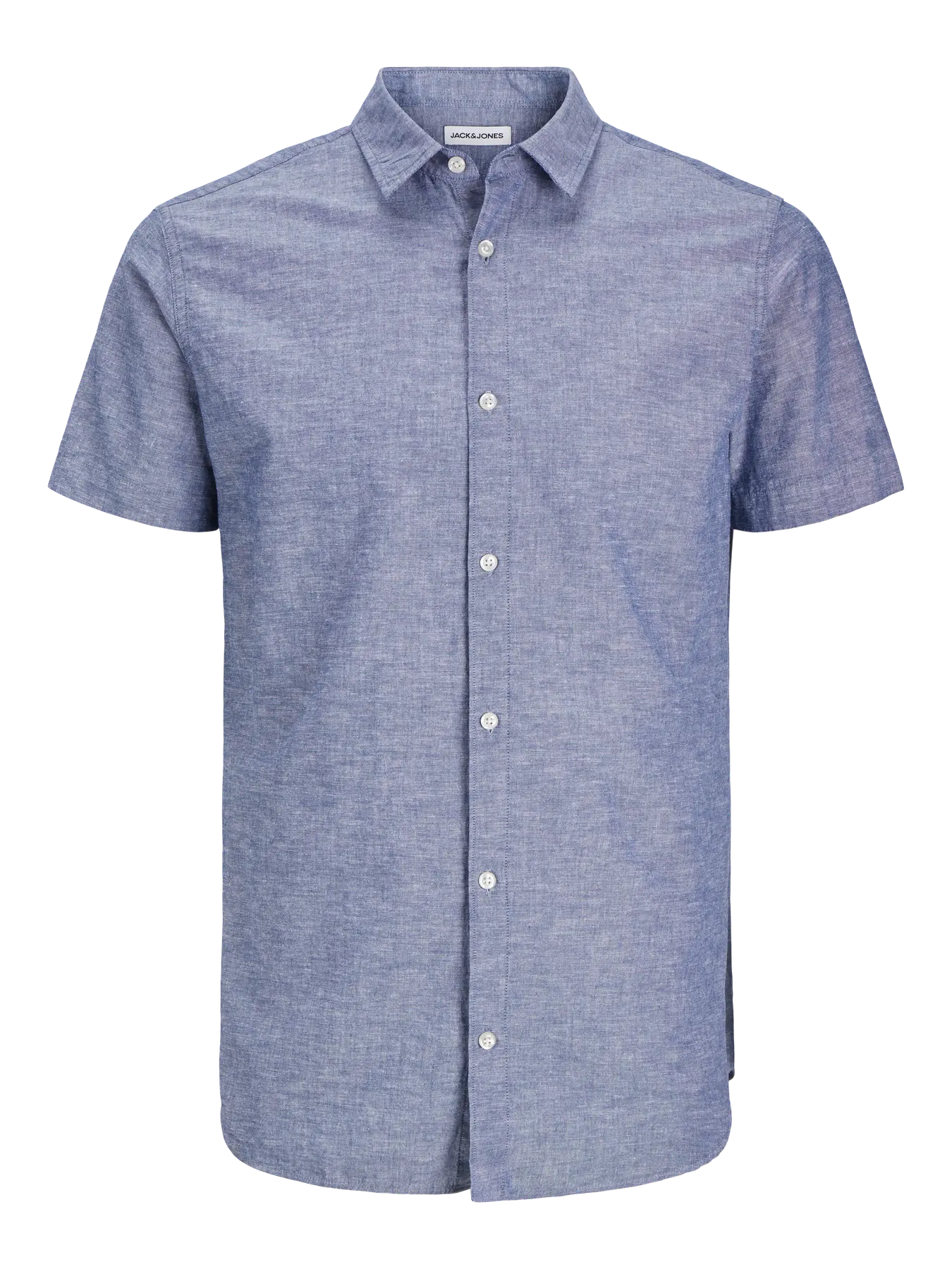 JACK & JONES CAMICIA MANICHE CORTE IN MISTO LINO - col. Denim
