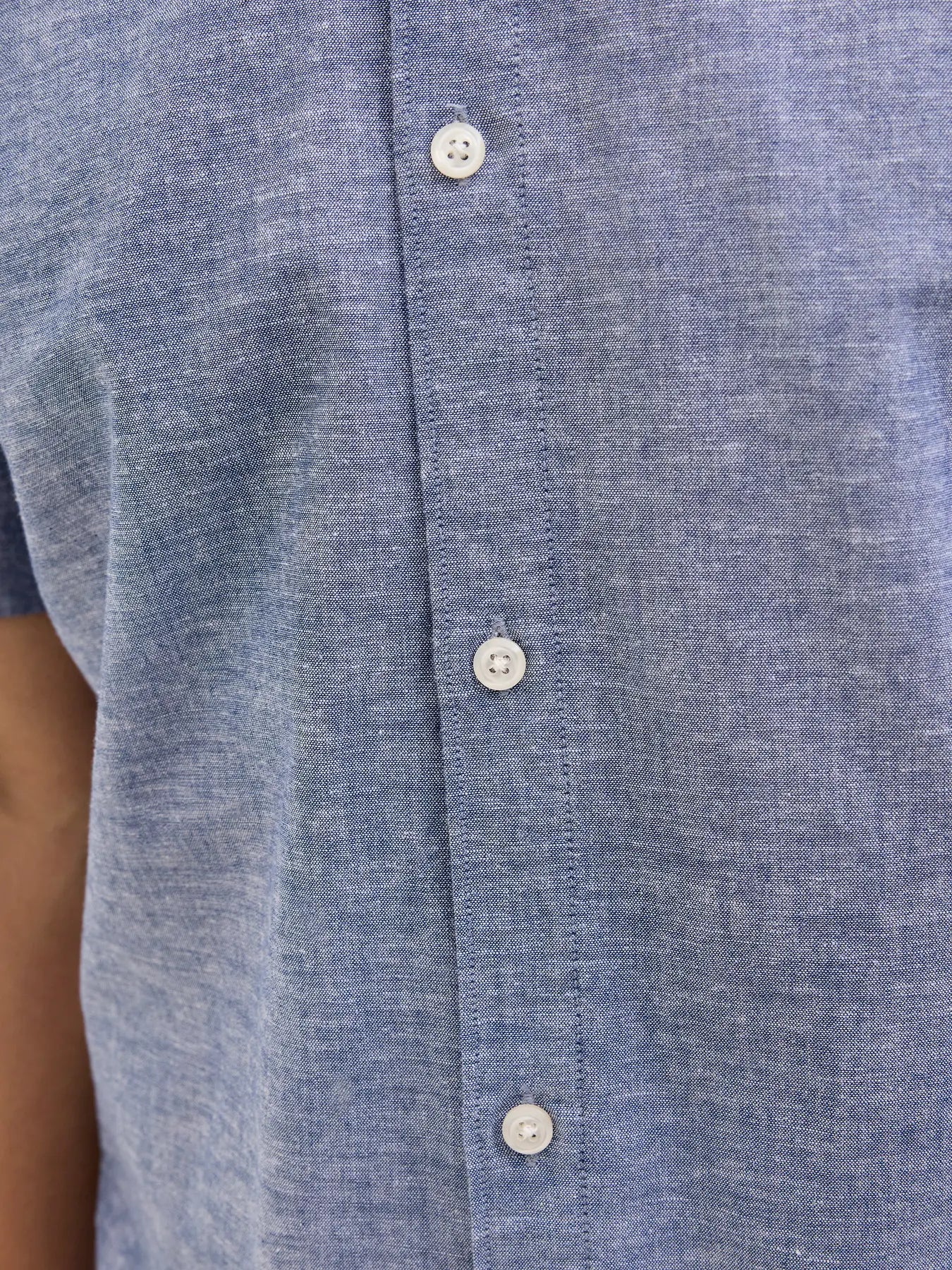 JACK & JONES CAMICIA MANICHE CORTE IN MISTO LINO - col. Denim