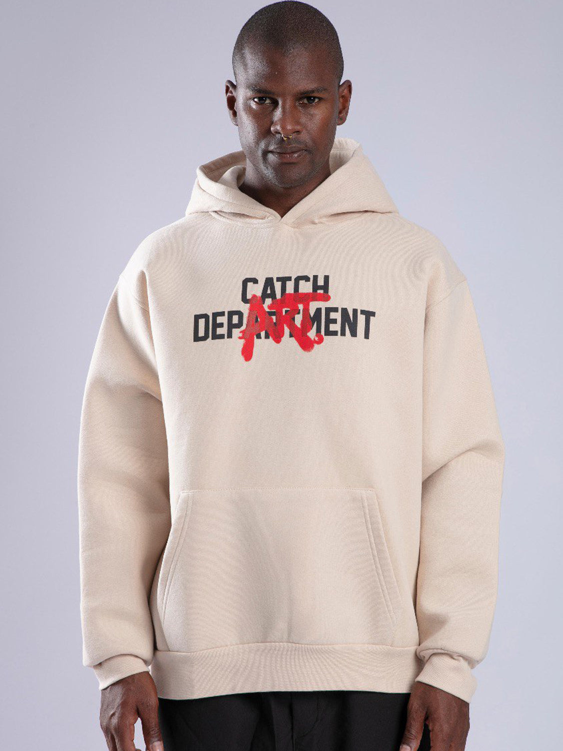 FELPA CON CAPPUCCIO "CATCH DEPARTMENT" - Col. Beige
