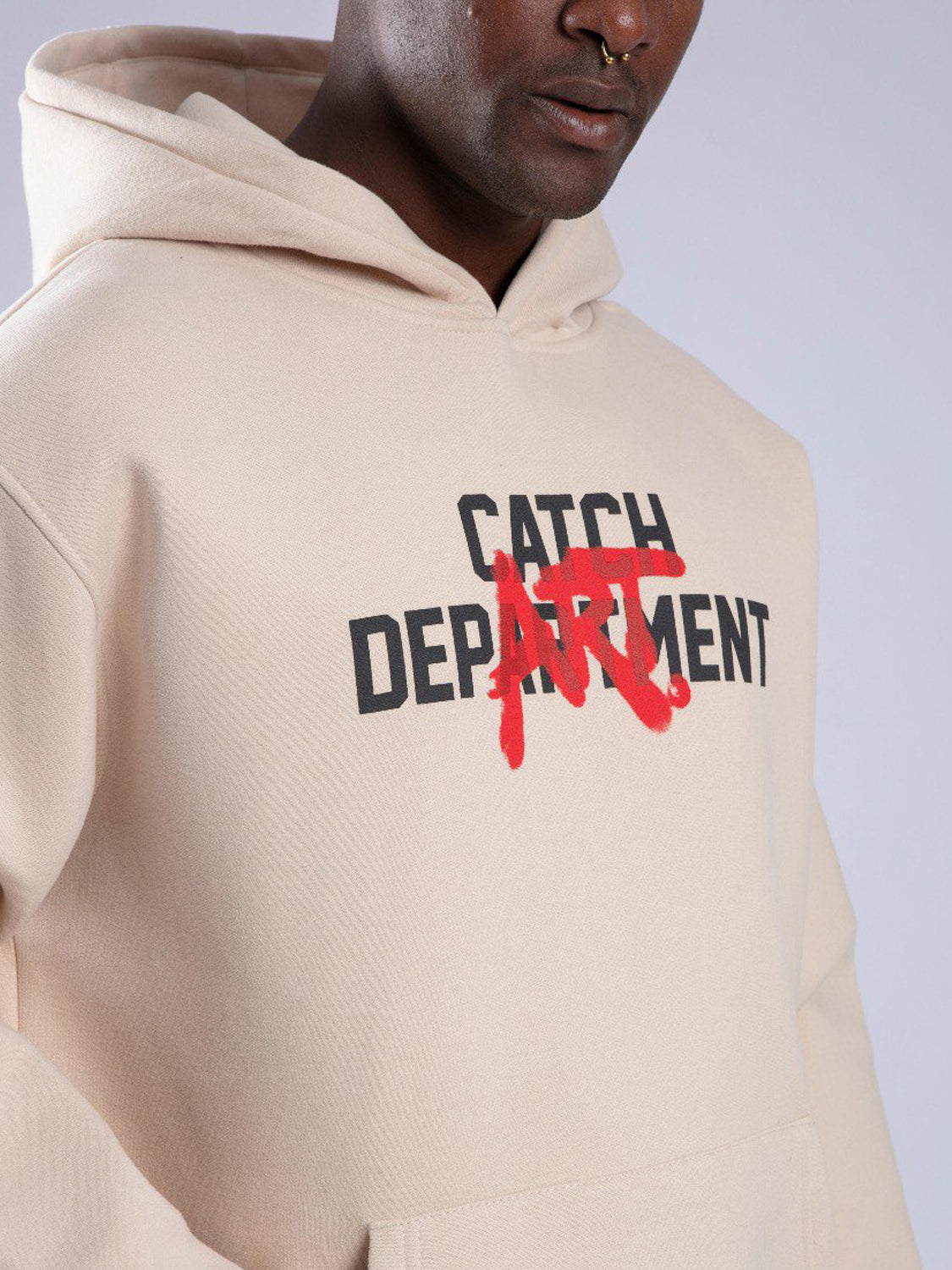 FELPA CON CAPPUCCIO "CATCH DEPARTMENT" - Col. Beige