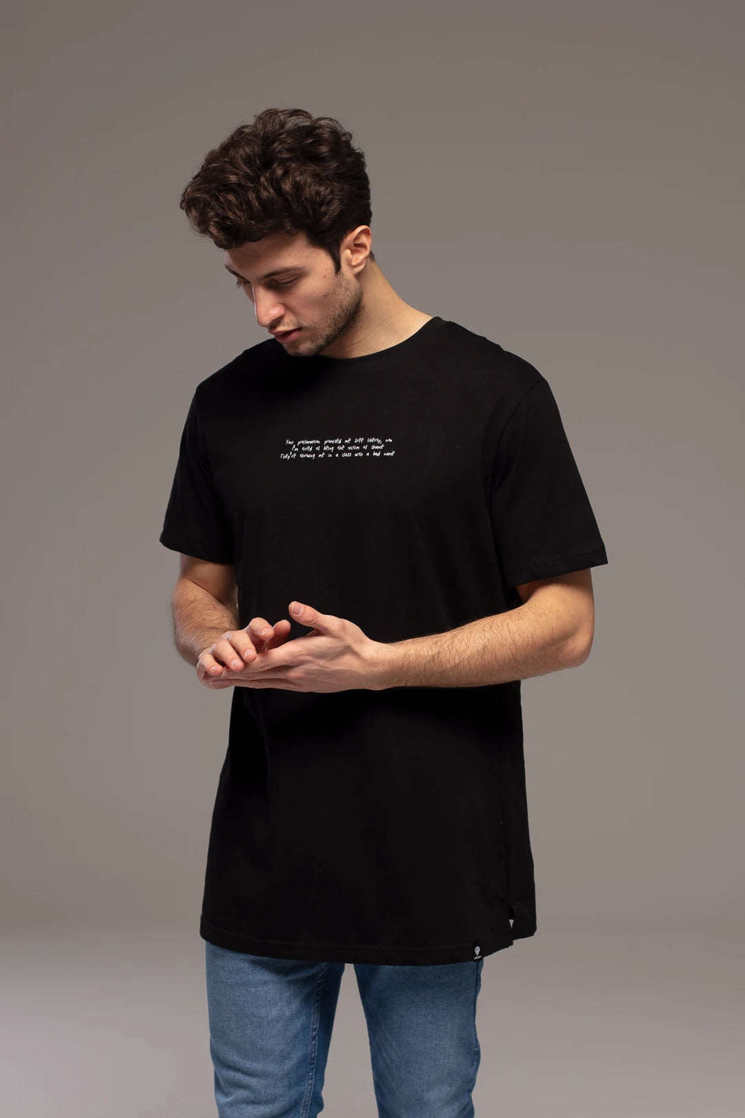 T-SHIRT "WHITE ANGEL" CON STAMPA FRONTE- Col. Nero