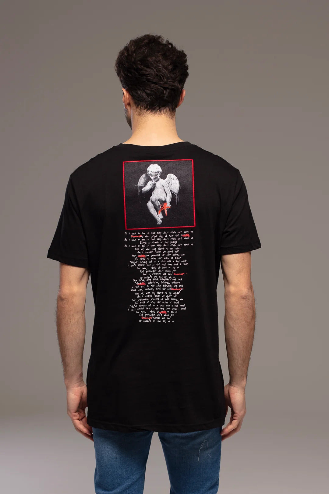 T-SHIRT "WHITE ANGEL" CON STAMPA FRONTE- Col. Nero