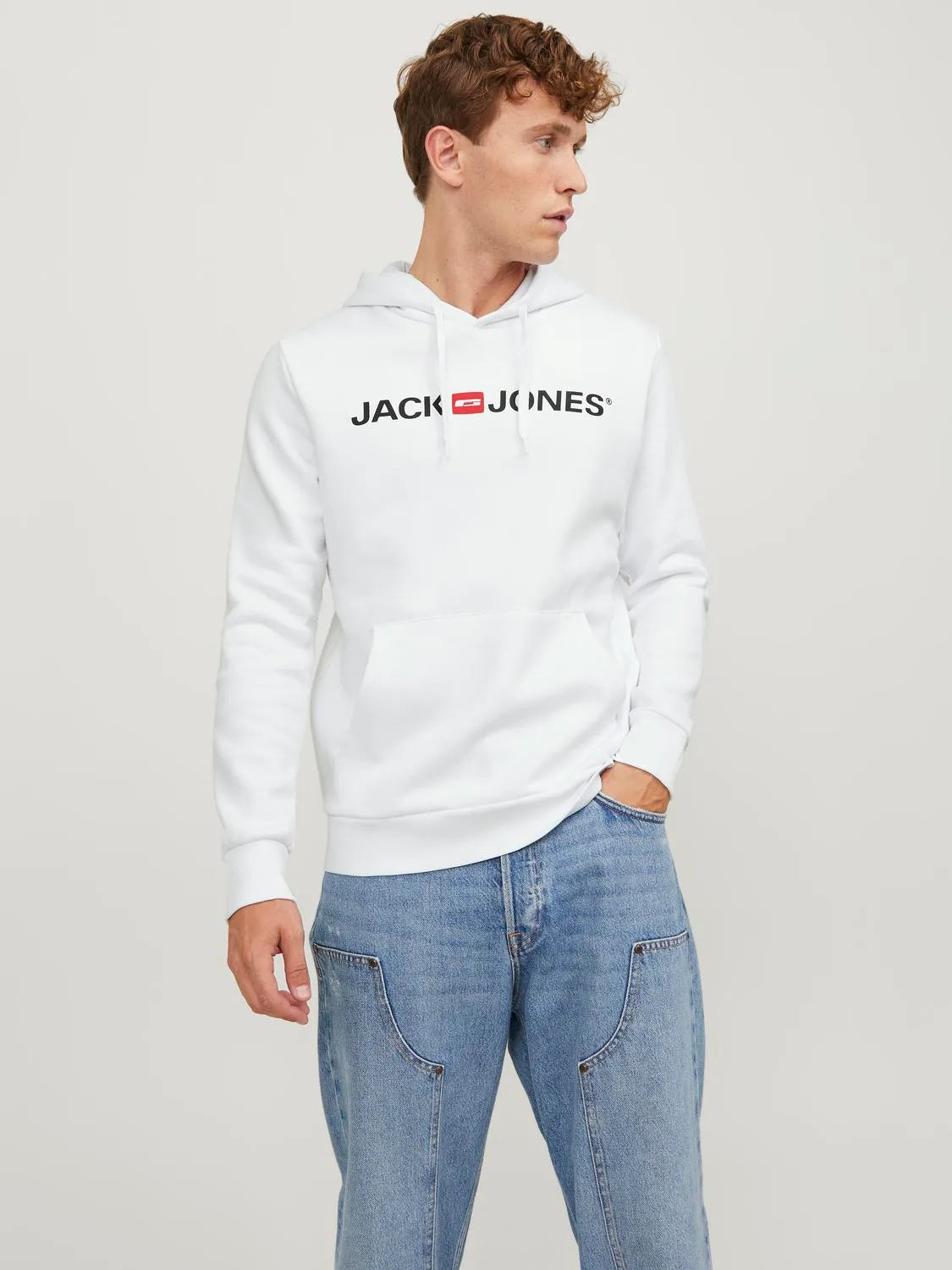 JACK & JONES FELPA CON CAPPUCCIO - Col. Bianco