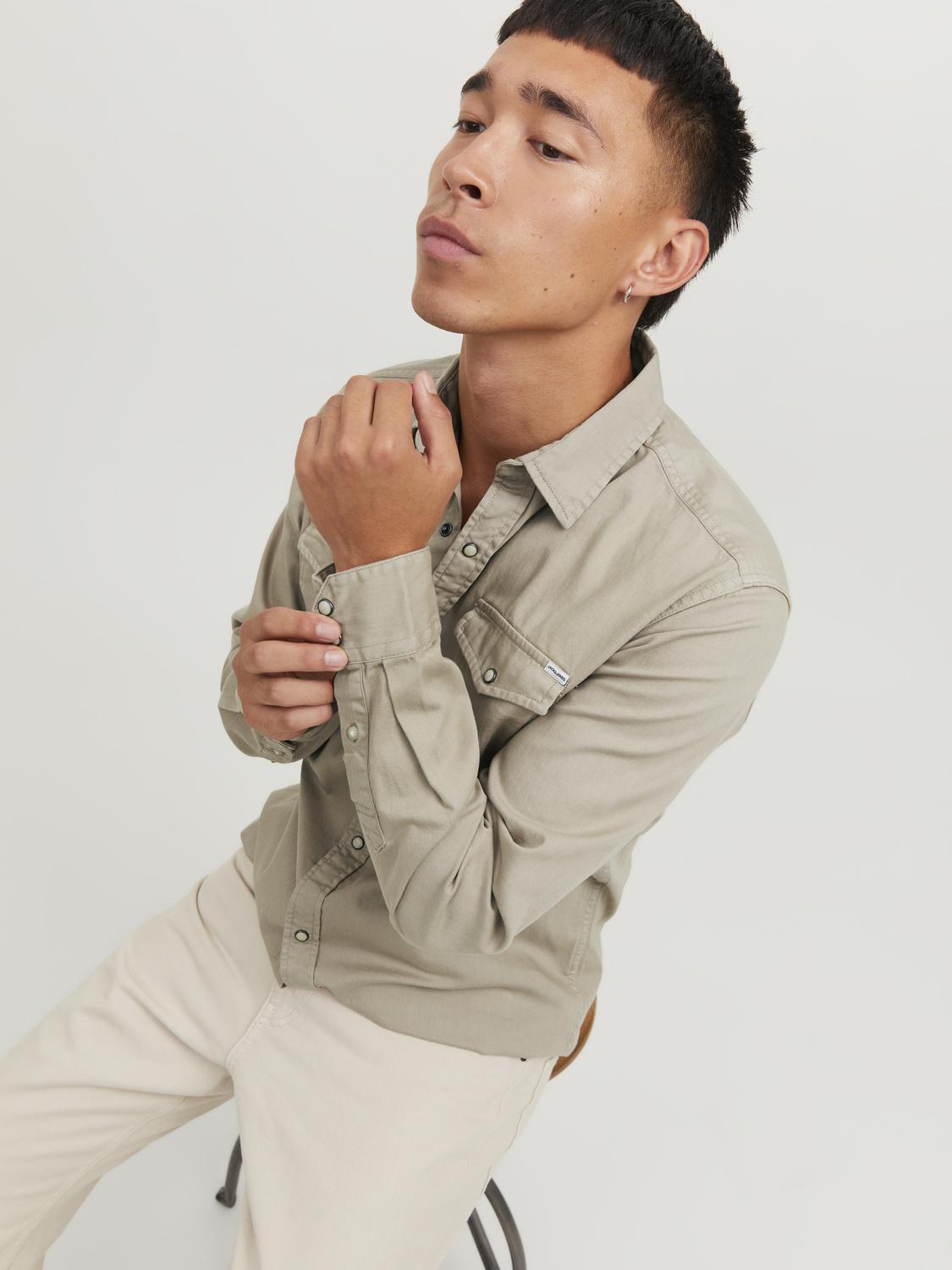 JACK & JONES CAMICIA IN JEANS SLIM FIT - Col. Beige
