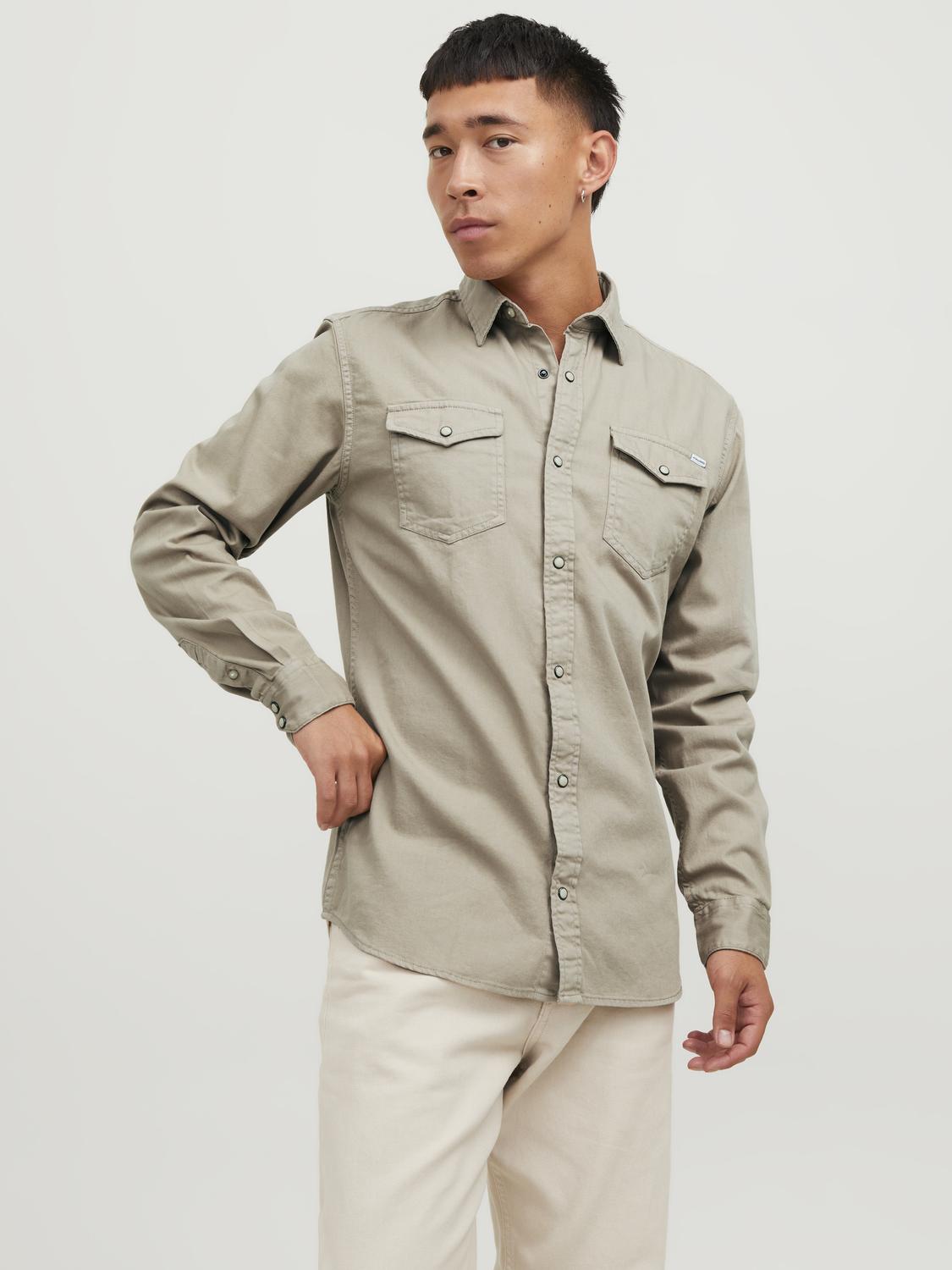 JACK & JONES CAMICIA IN JEANS SLIM FIT - Col. Beige
