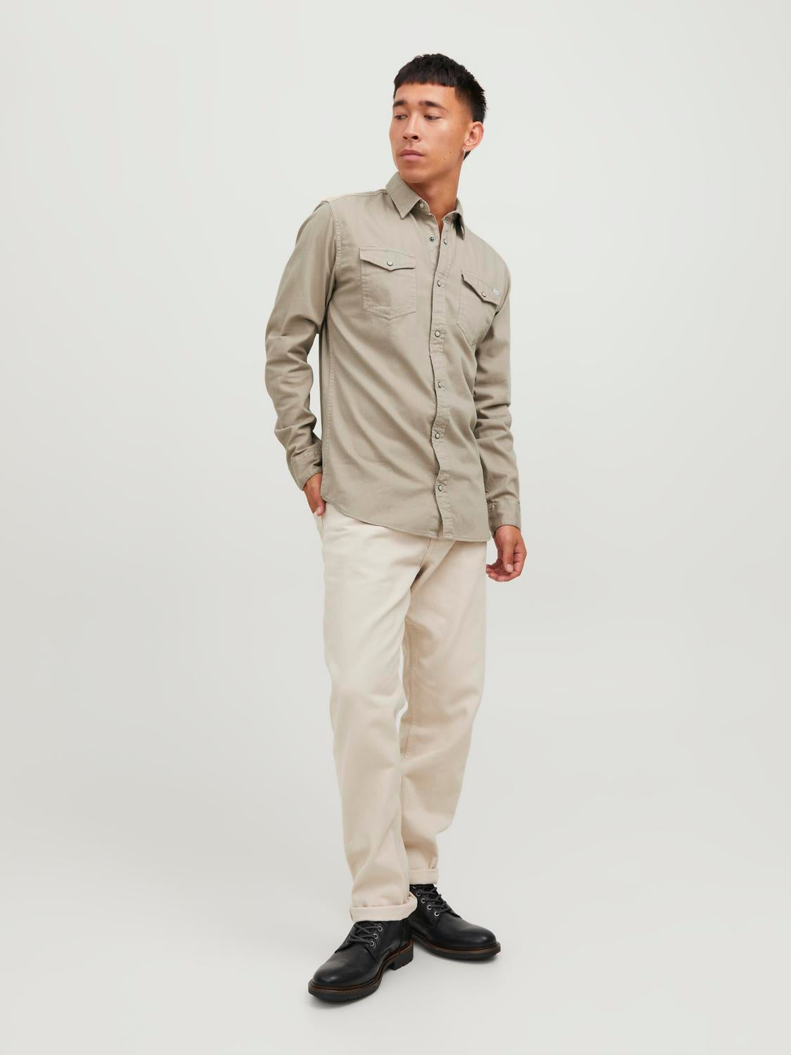 JACK & JONES CAMICIA IN JEANS SLIM FIT - Col. Beige