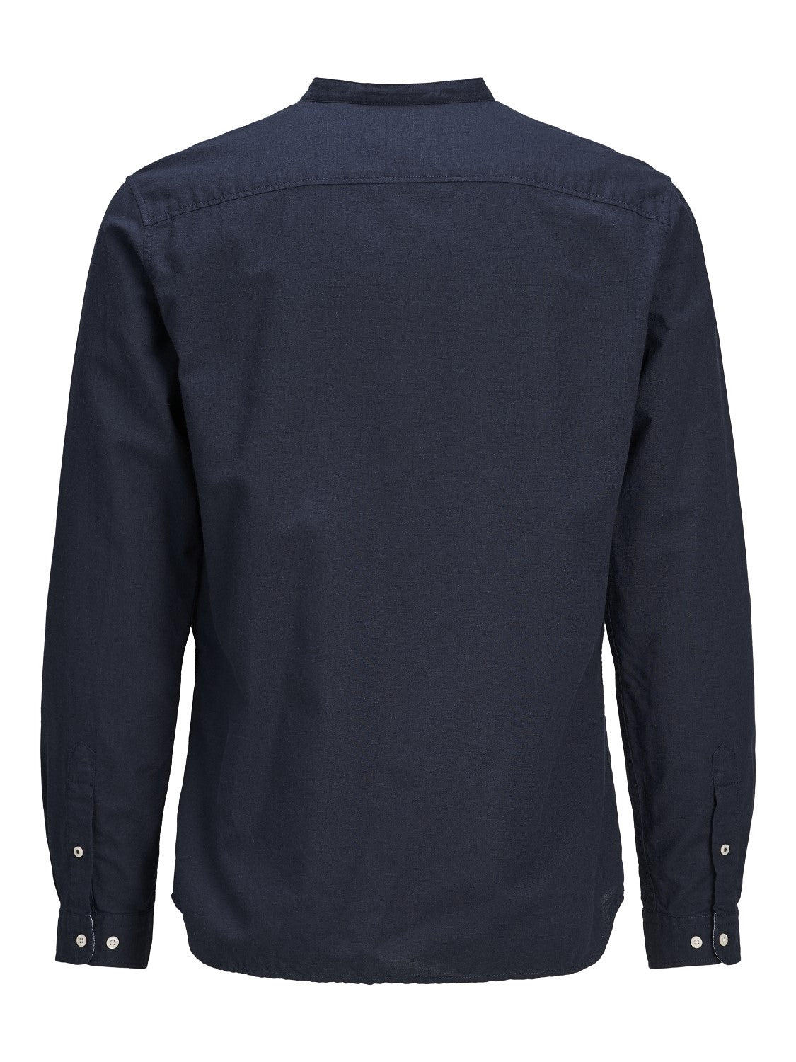 CAMICIA IN MISTO LINO CON COLLO COREANA - Dark Navy