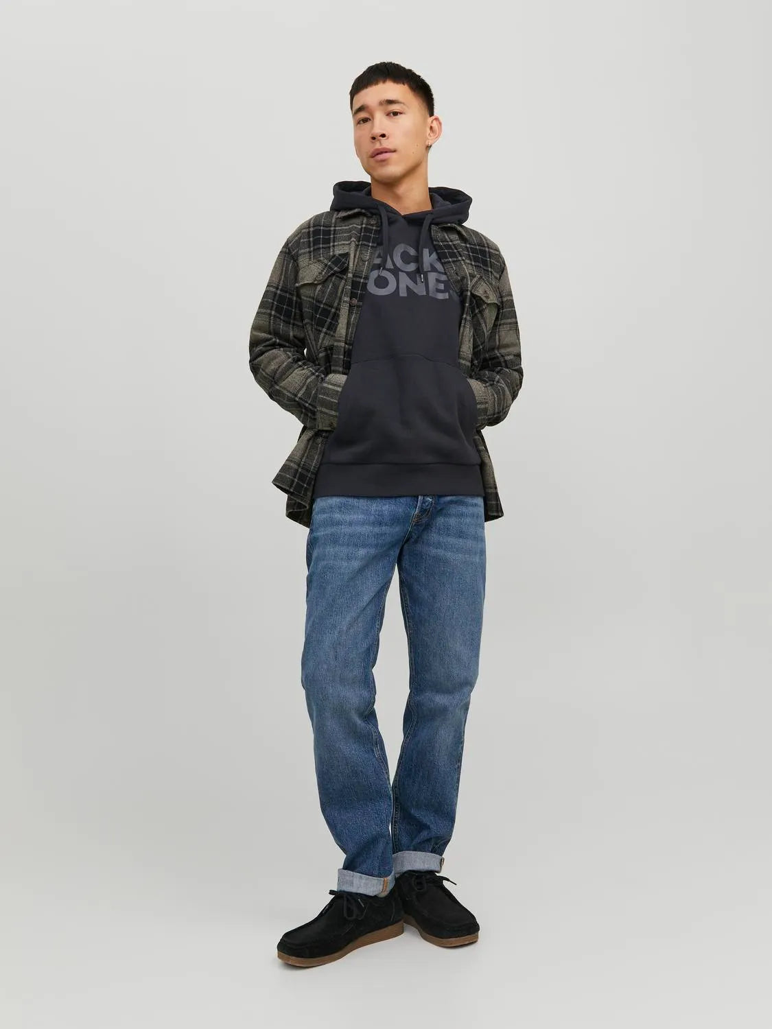 JACK & JONES FELPA CON CAPPUCCIO - Col. Nero