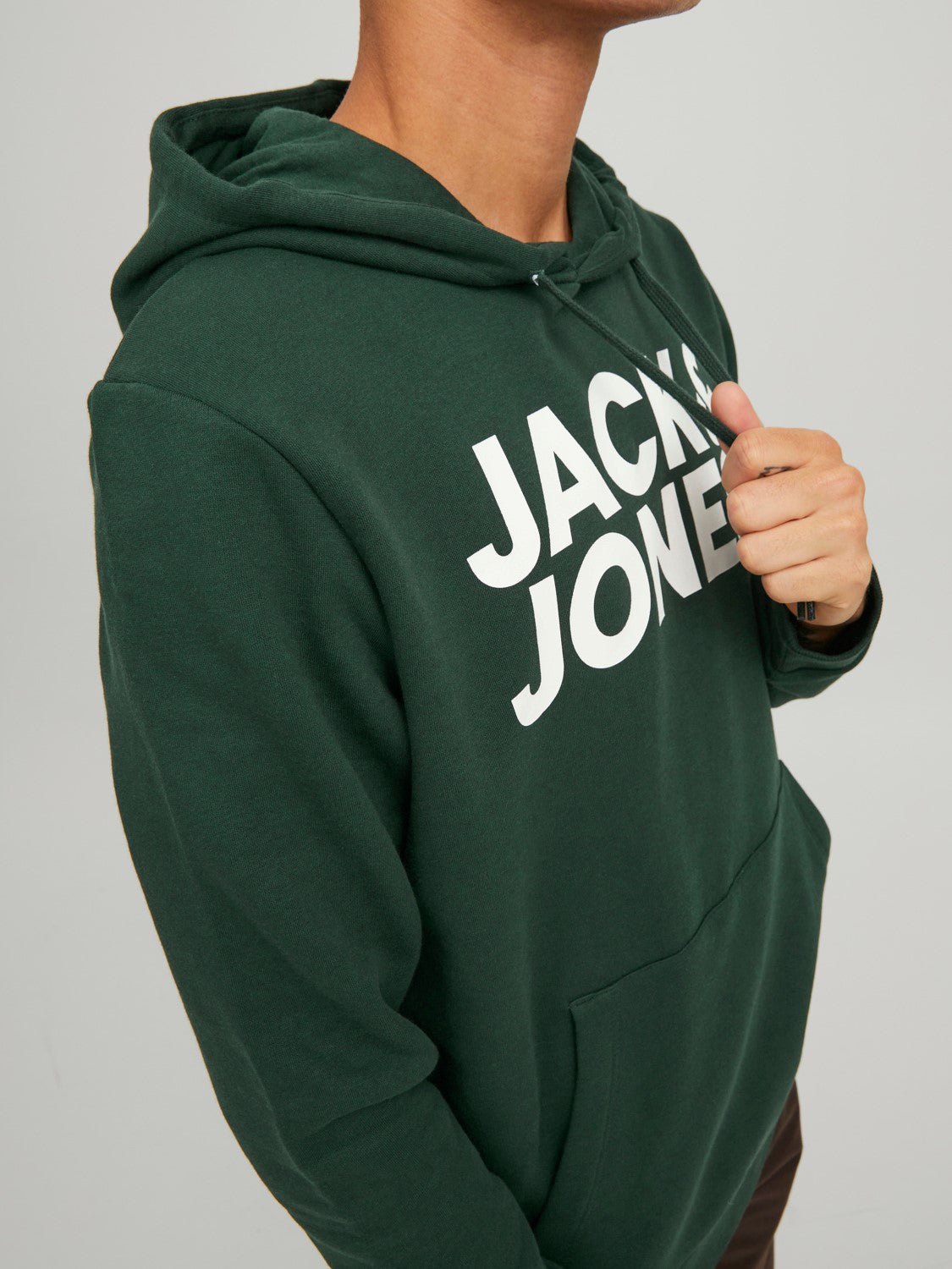 JACK & JONES FELPA CON CAPPUCCIO CON LOGO - Verde