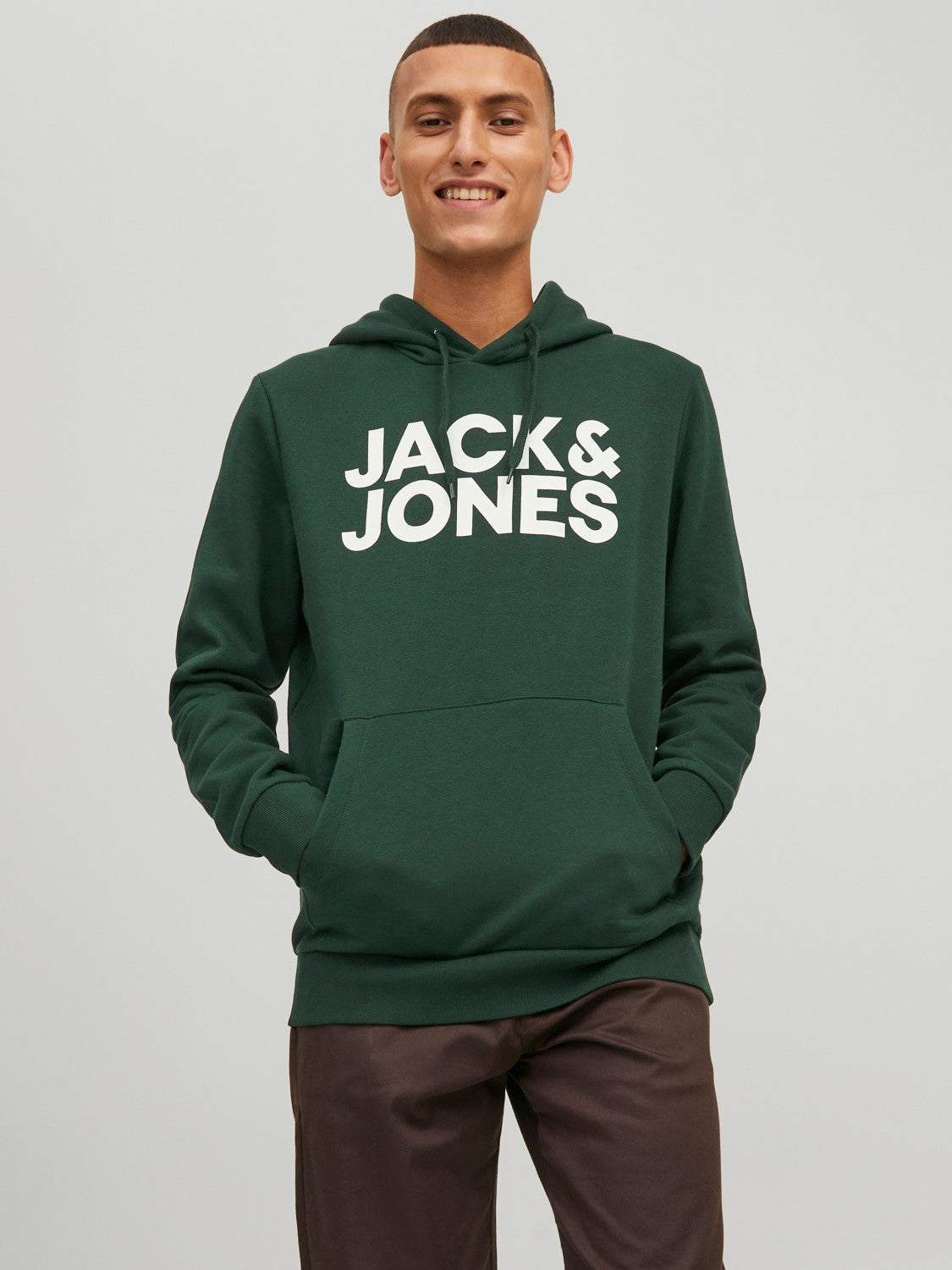JACK & JONES FELPA CON CAPPUCCIO CON LOGO - Verde