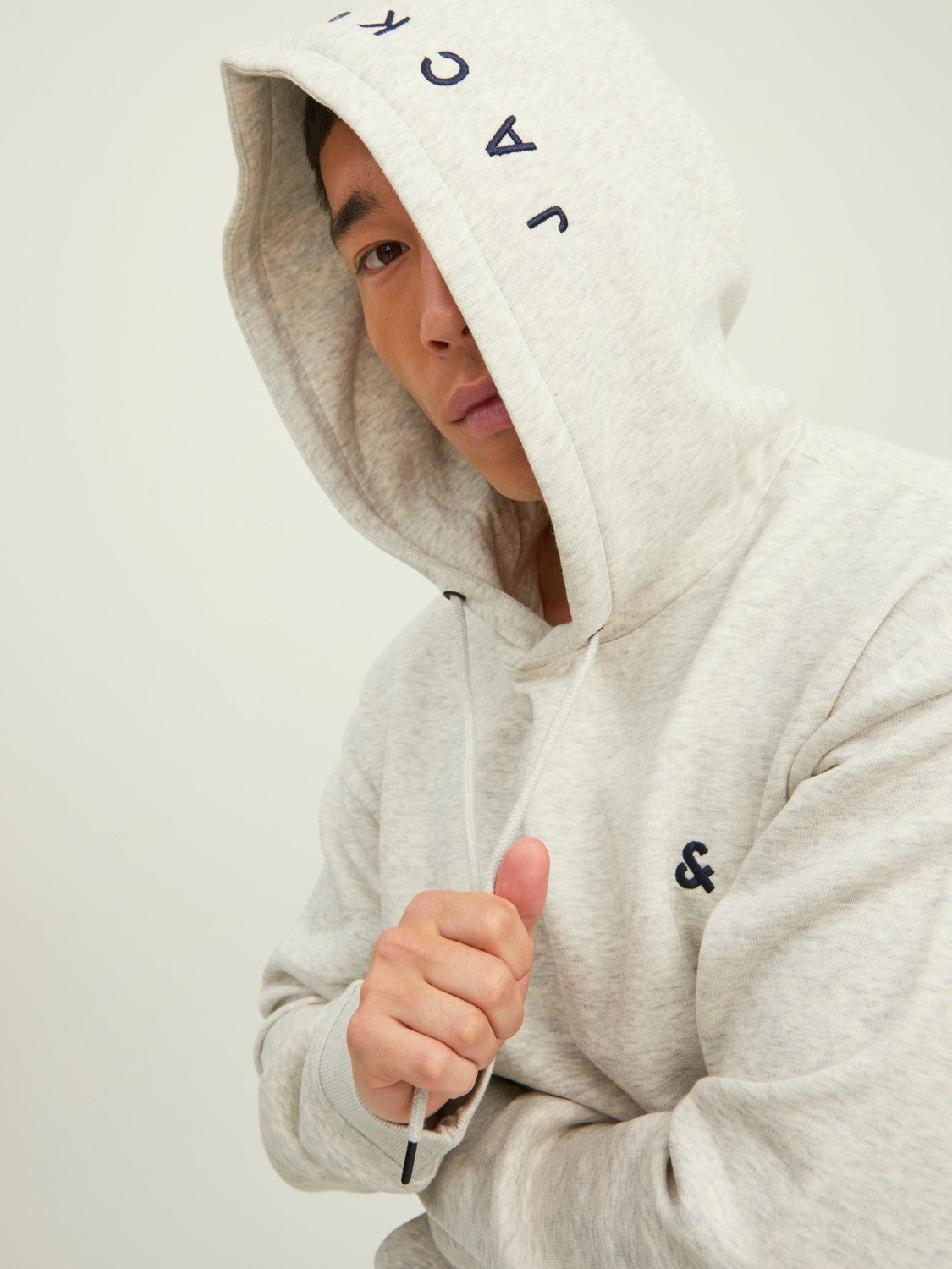 JACK & JONES FELPA CON CAPPUCCIO "ESSENTIALS" - Col. Grigio