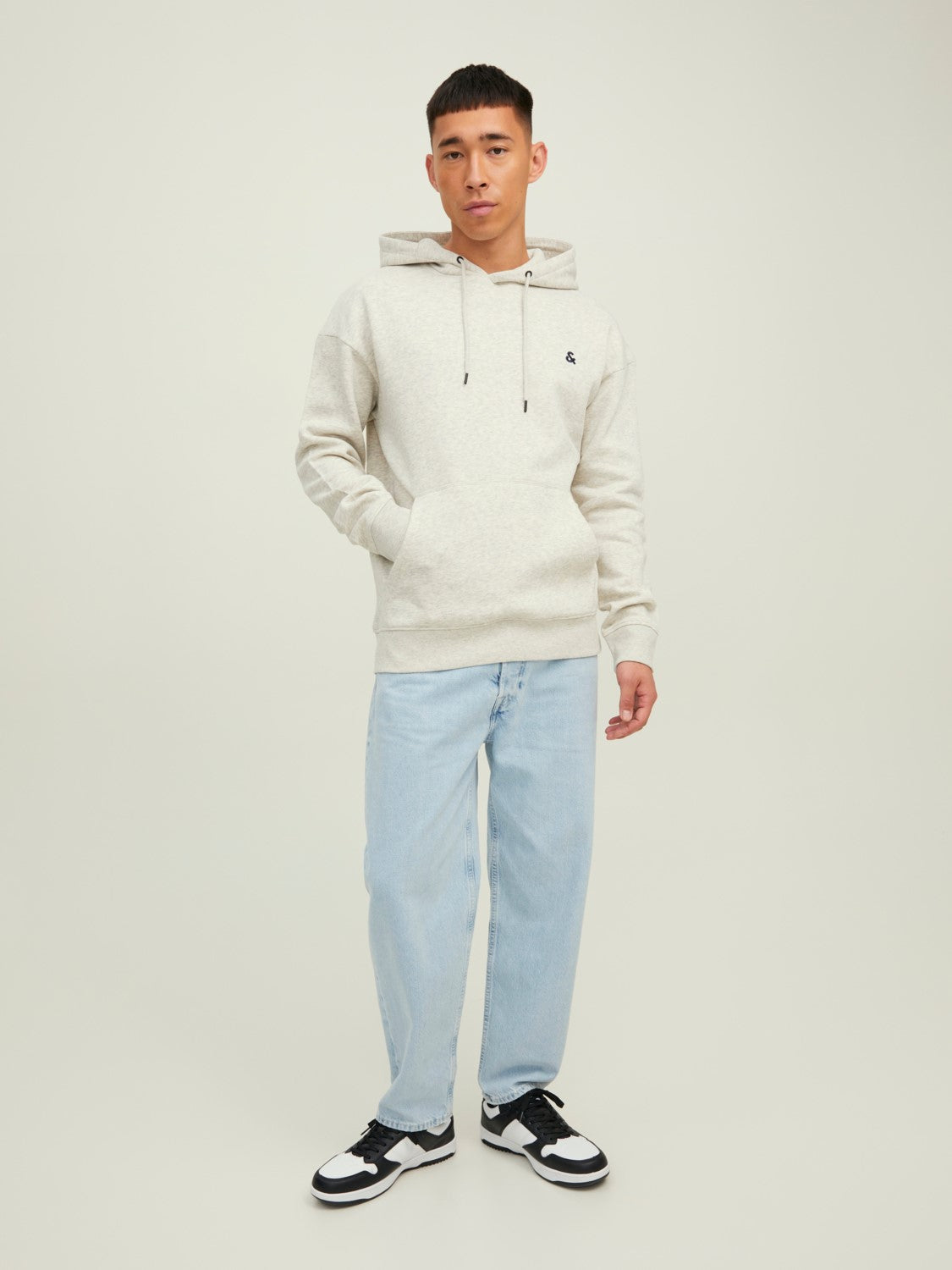 JACK & JONES FELPA CON CAPPUCCIO "ESSENTIALS" - Col. Grigio