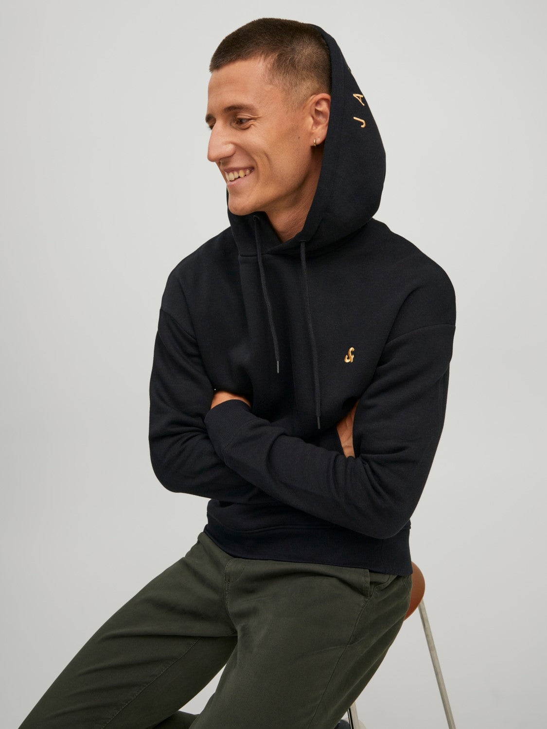 JACK & JONES FELPA CON CAPPUCCIO "ESSENTIALS" - Col. Nero