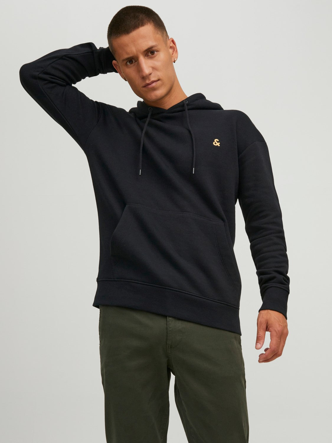 JACK & JONES FELPA CON CAPPUCCIO "ESSENTIALS" - Col. Nero
