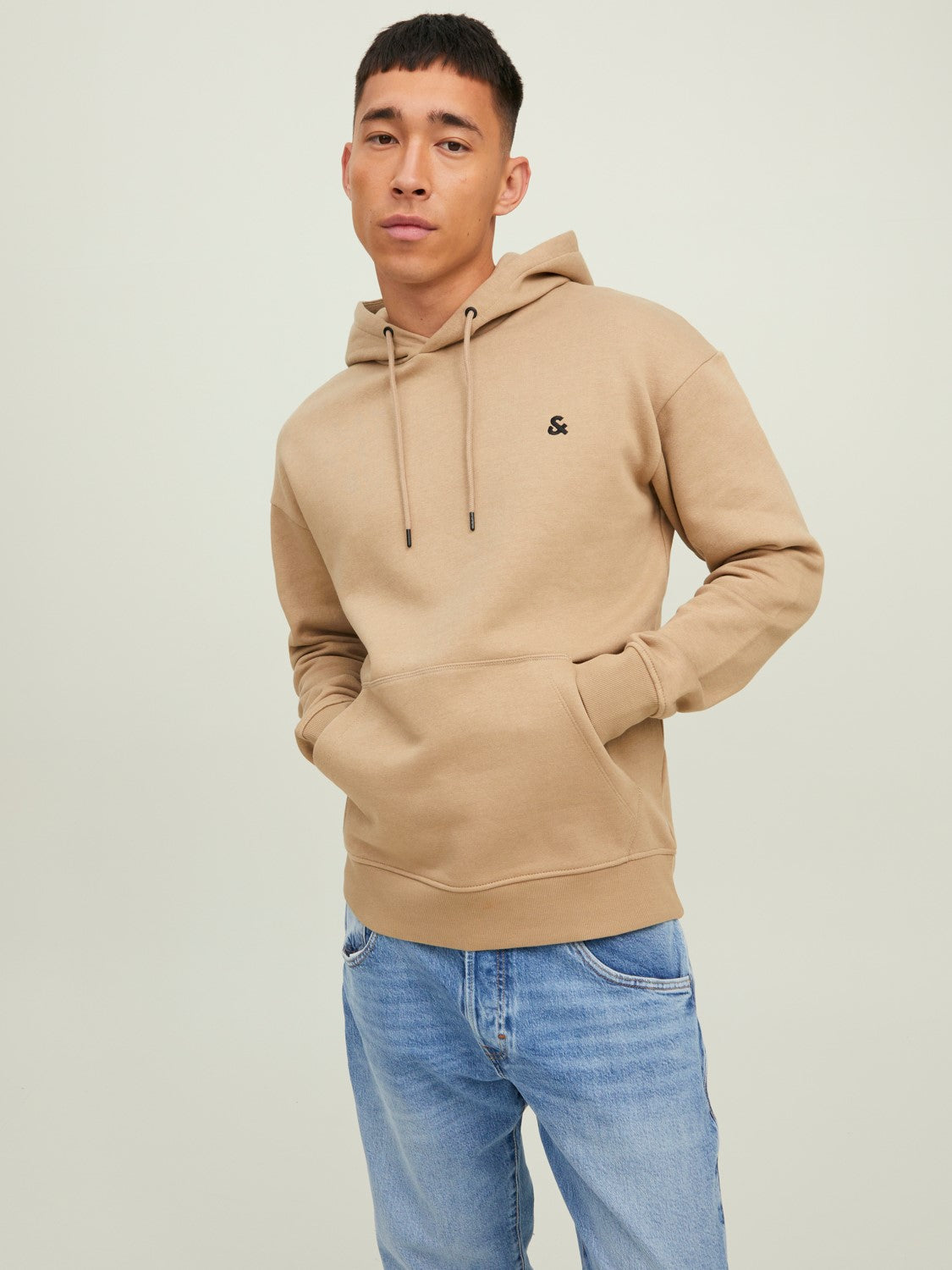JACK & JONES FELPA CON CAPPUCCIO "ESSENTIALS" - Col. beige
