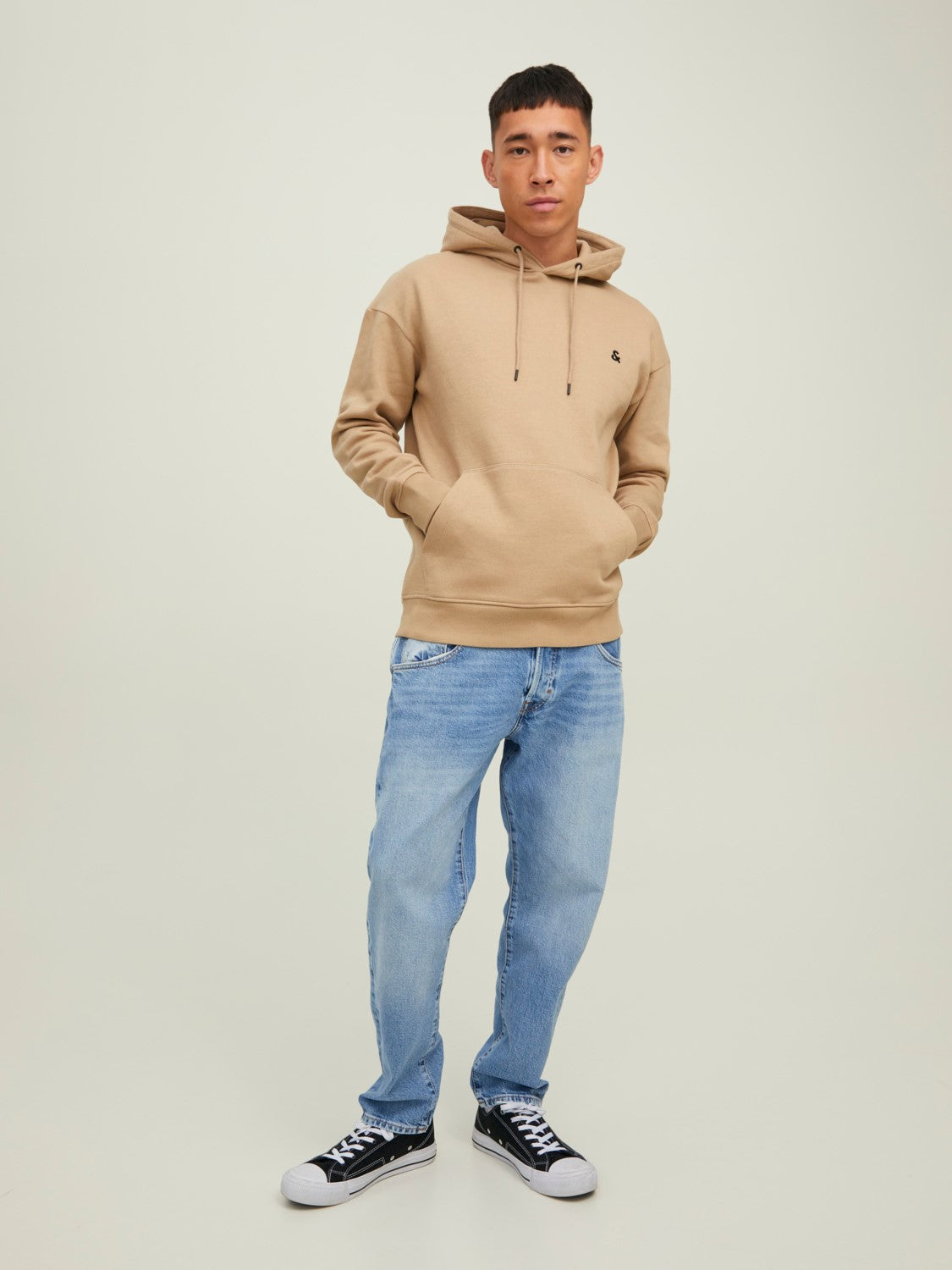 JACK & JONES FELPA CON CAPPUCCIO "ESSENTIALS" - Col. beige