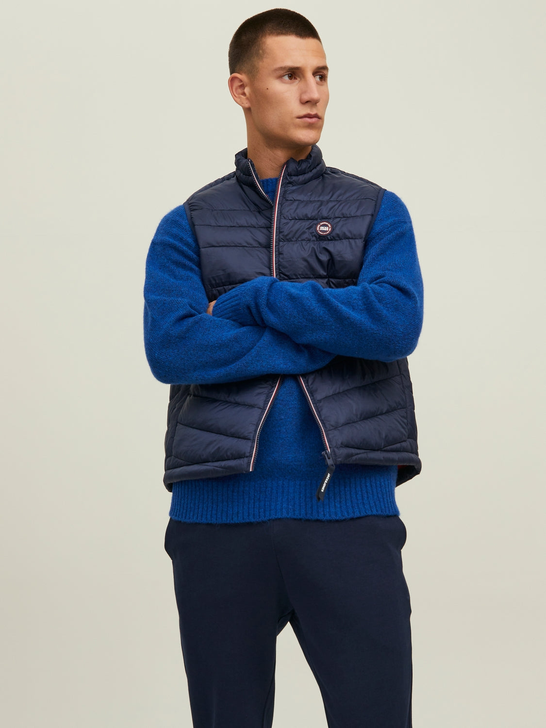 JACK & JONES PIUMINO SMANICATO - Col. Blu