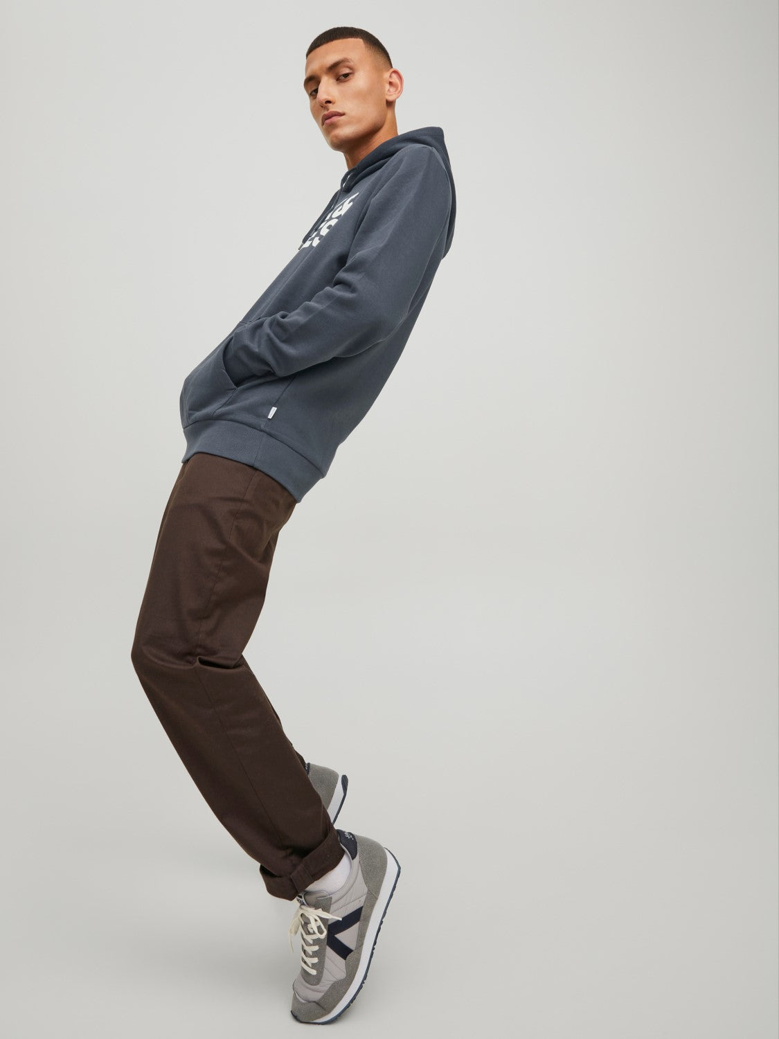 JACK & JONES FELPA CON CAPPUCCIO CON LOGO - Ombre Blue