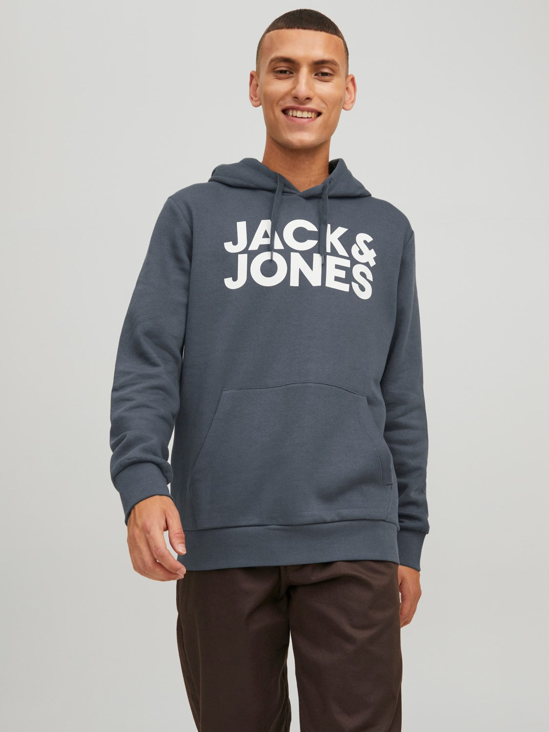 JACK & JONES FELPA CON CAPPUCCIO CON LOGO - Ombre Blue