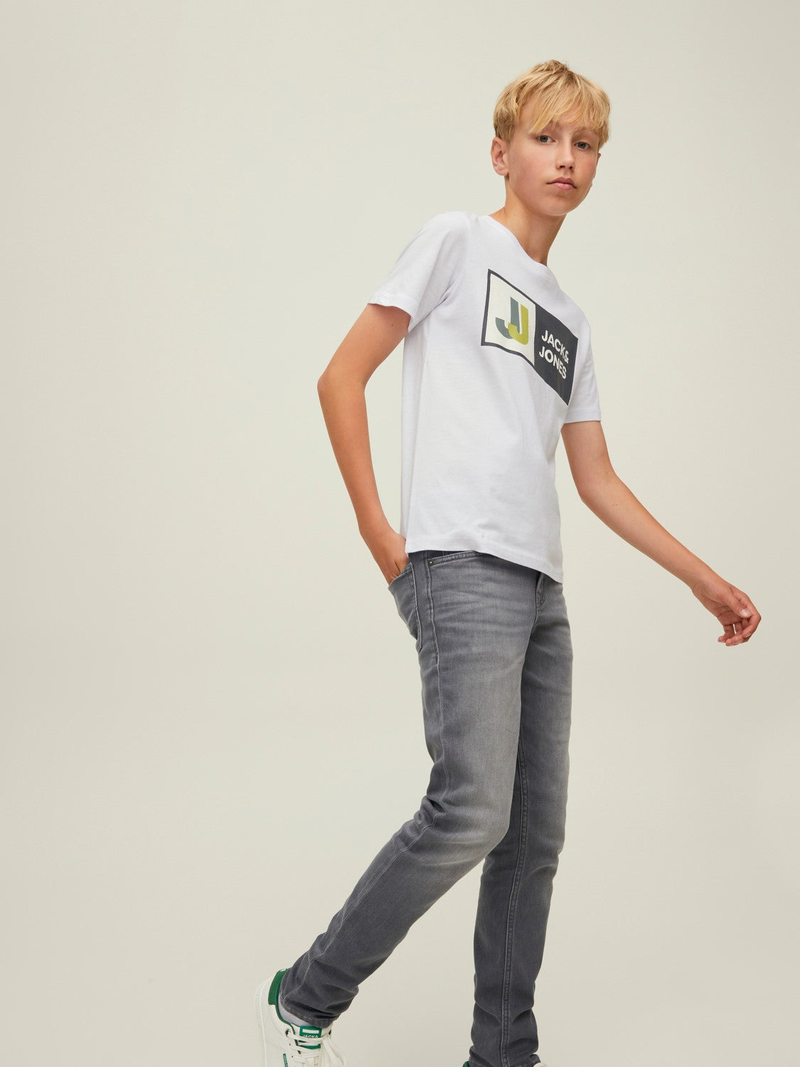 JUNIOR JACK & JONES T-SHIRT CON LOGO JJ - Col. bianco