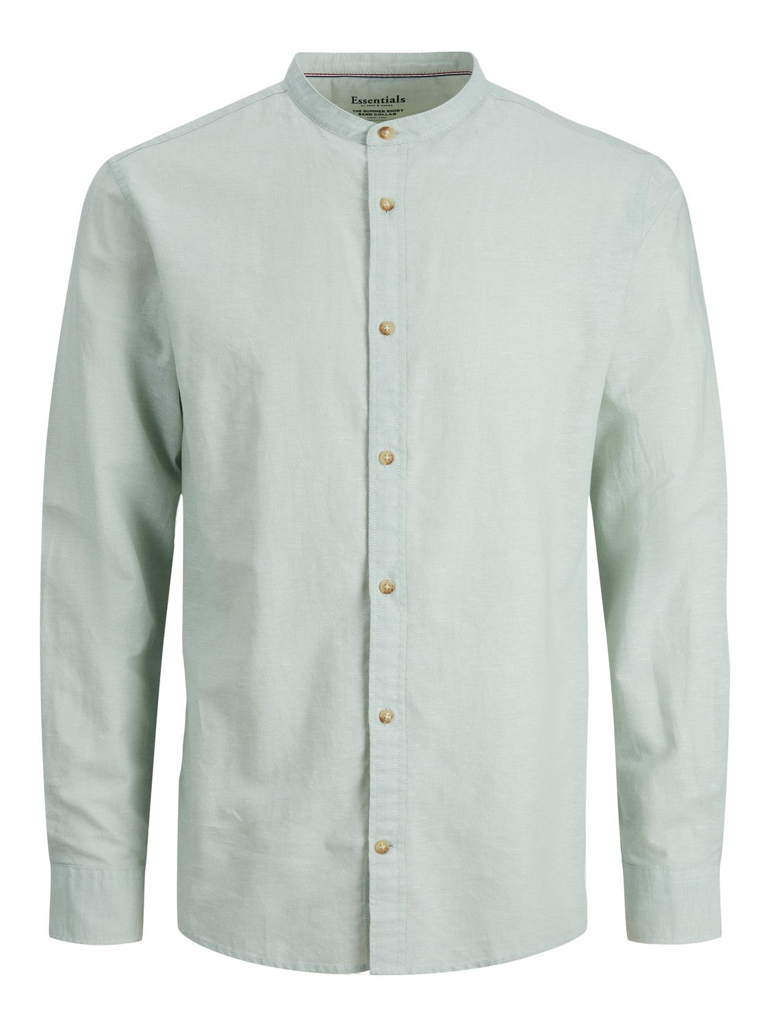 CAMICIA IN MISTO LINO CON COLLO COREANA - col. Granite green