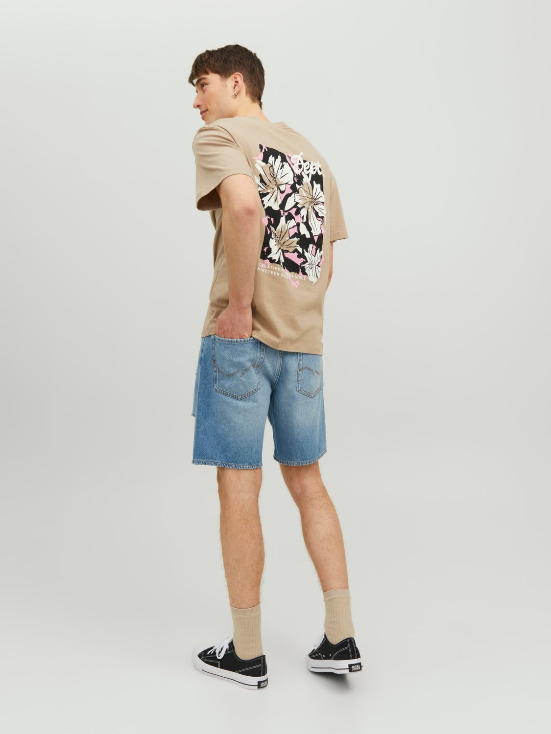 JACK & JONES BERMUDA IN JEANS CON ROTTURE - BLUE DENIM