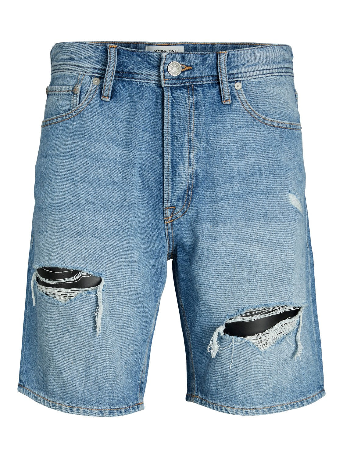 JACK & JONES BERMUDA IN JEANS CON ROTTURE - BLUE DENIM