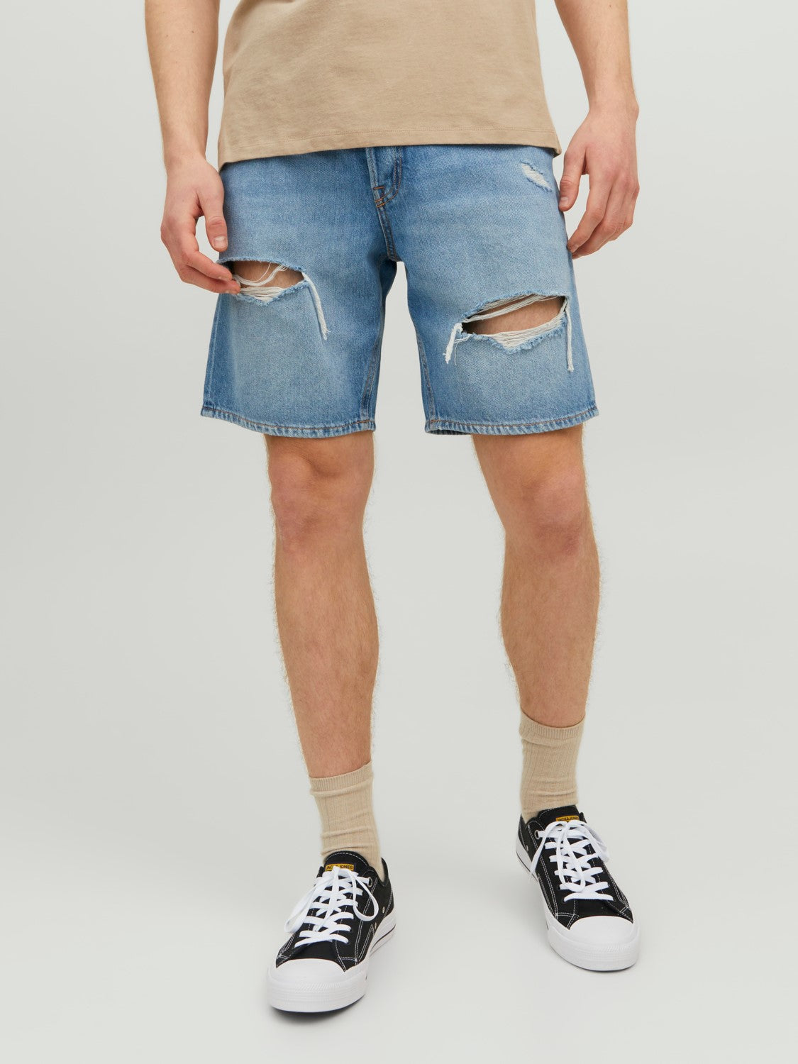 JACK & JONES BERMUDA IN JEANS CON ROTTURE - BLUE DENIM