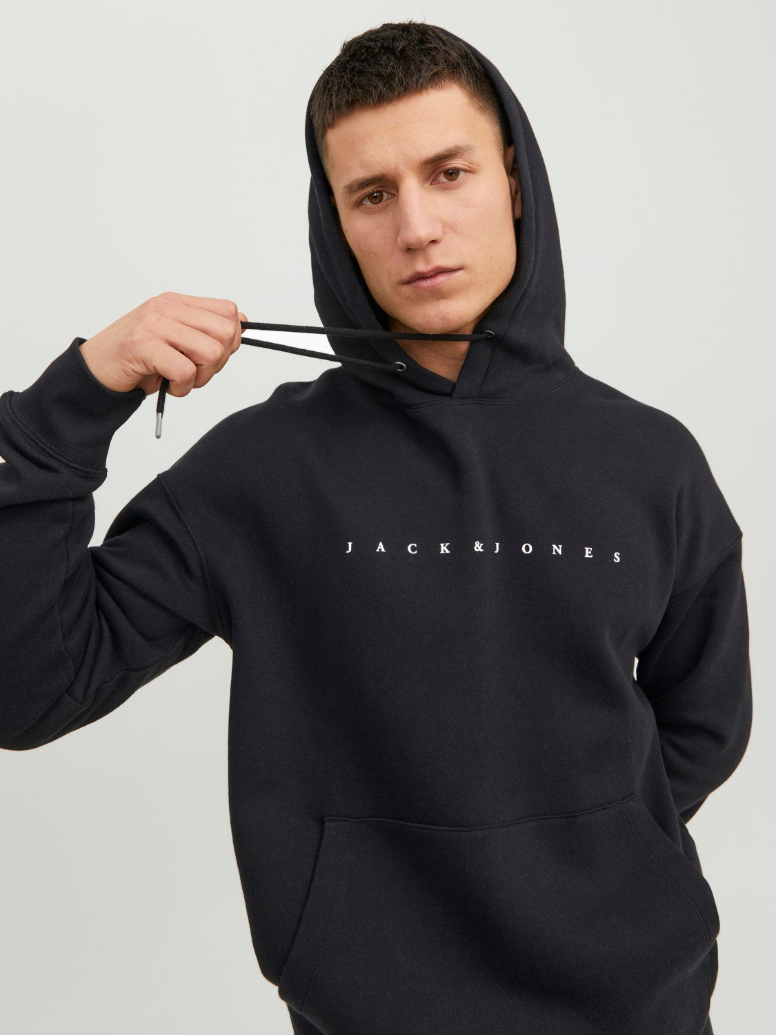 JACK & JONES FELPA CON CAPPUCCIO "ESSENTIALS" - Col. Nero