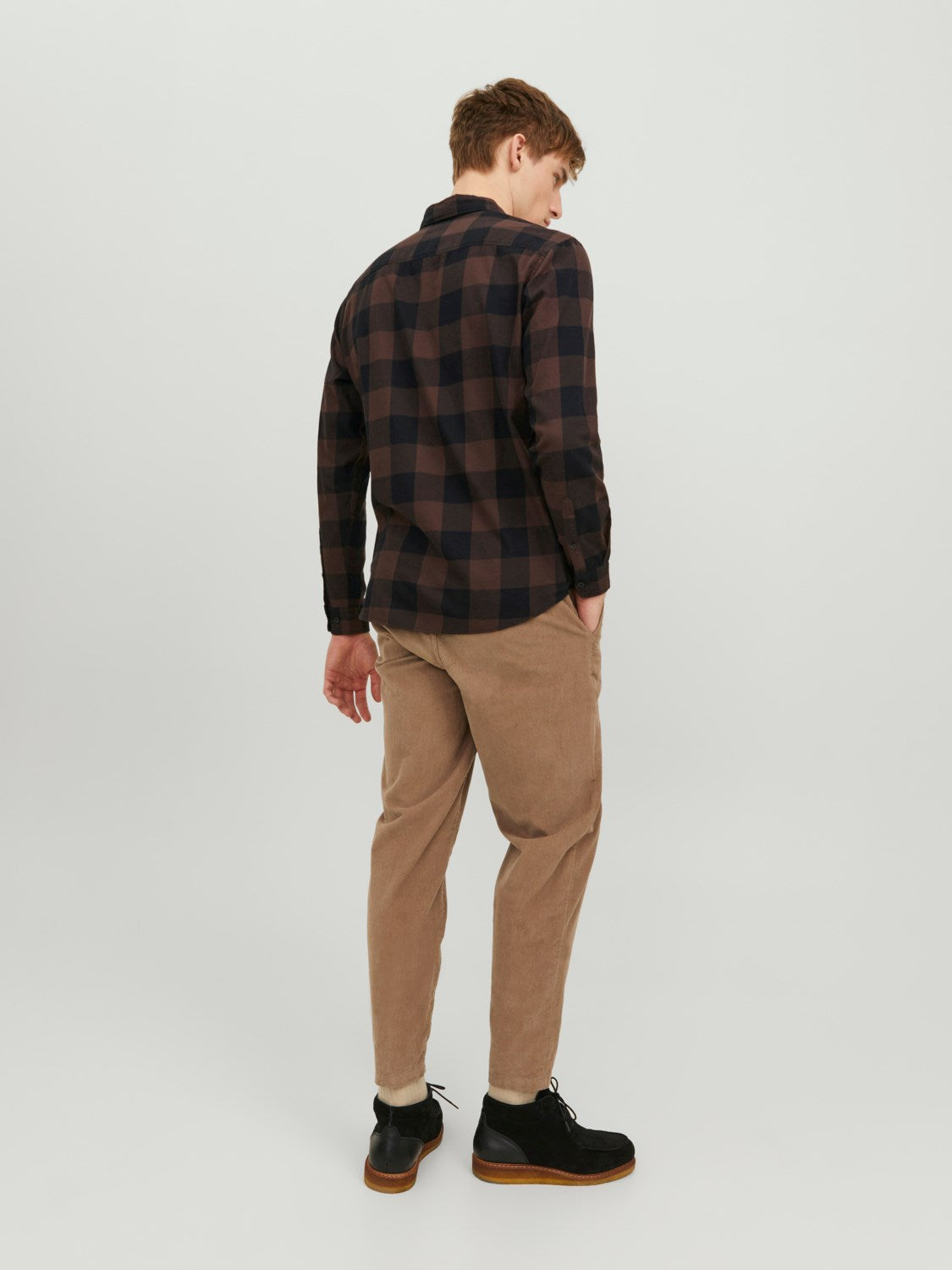 JACK & JONES CAMICIA A QUADRI UOMO - Col. Marrone