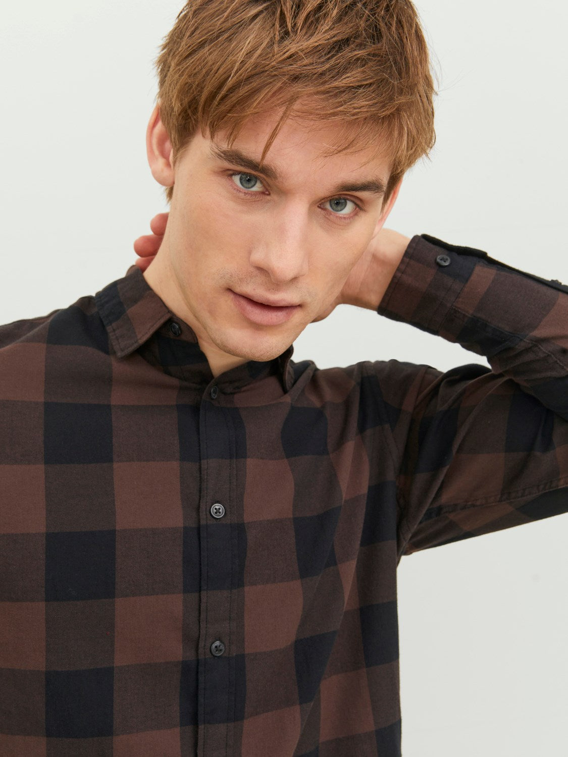 JACK & JONES CAMICIA A QUADRI UOMO - Col. Marrone