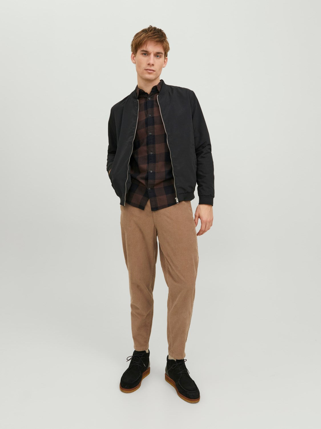 JACK & JONES CAMICIA A QUADRI UOMO - Col. Marrone