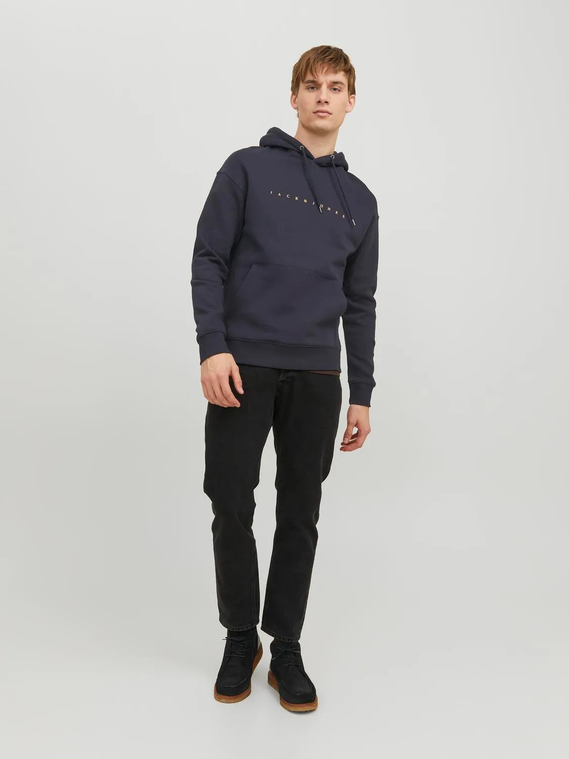 JACK & JONES FELPA CON CAPPUCCIO "ESSENTIALS" - Col. Blu scuro