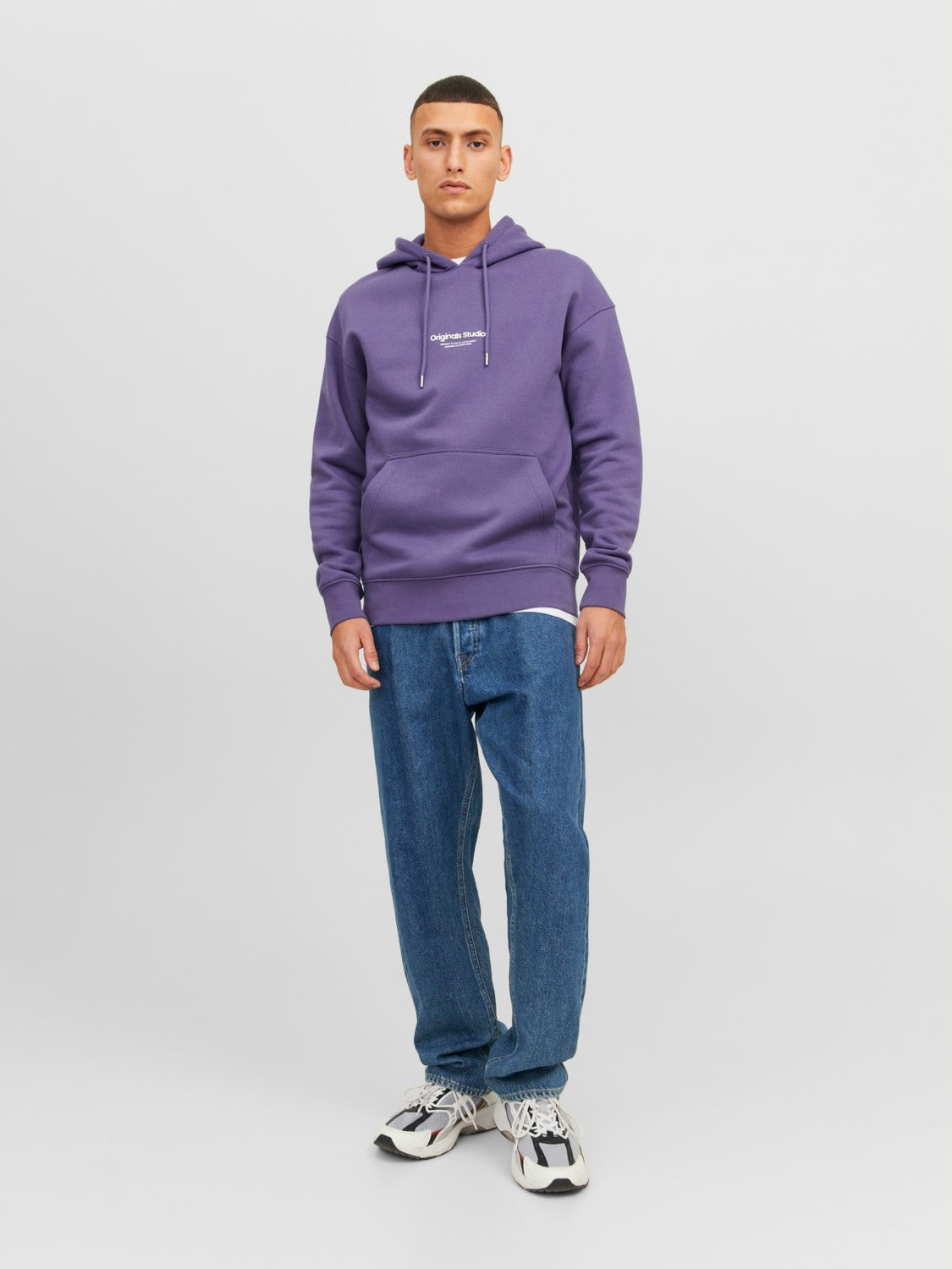 JACK & JONES FELPA CON CAPPUCCIO "ORIGINALS STUDIO" - Col. Viola