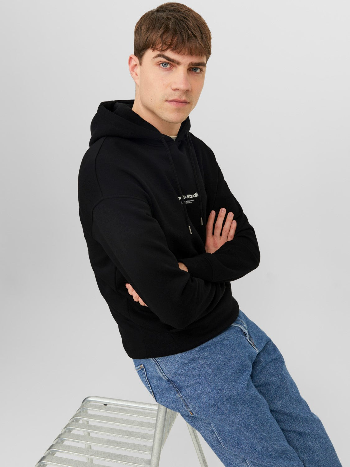 JACK & JONES FELPA CON CAPPUCCIO "ORIGINALS STUDIO" - Col. Nero