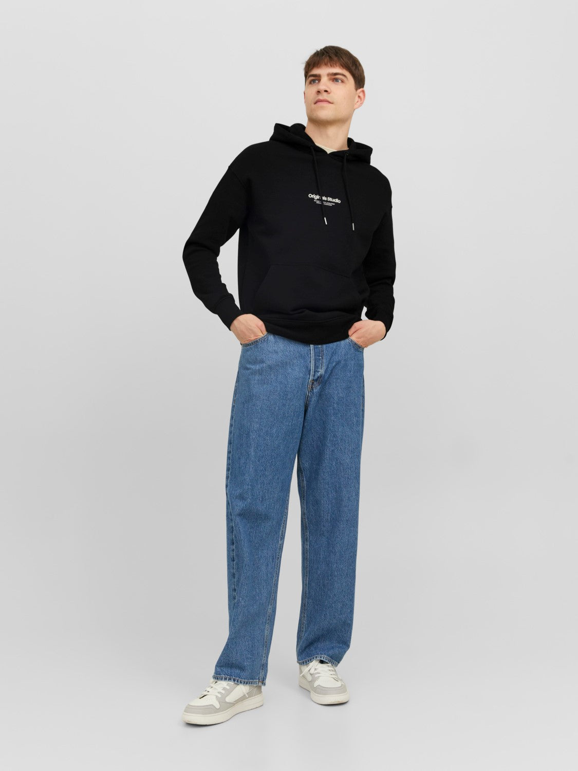 JACK & JONES FELPA CON CAPPUCCIO "ORIGINALS STUDIO" - Col. Nero