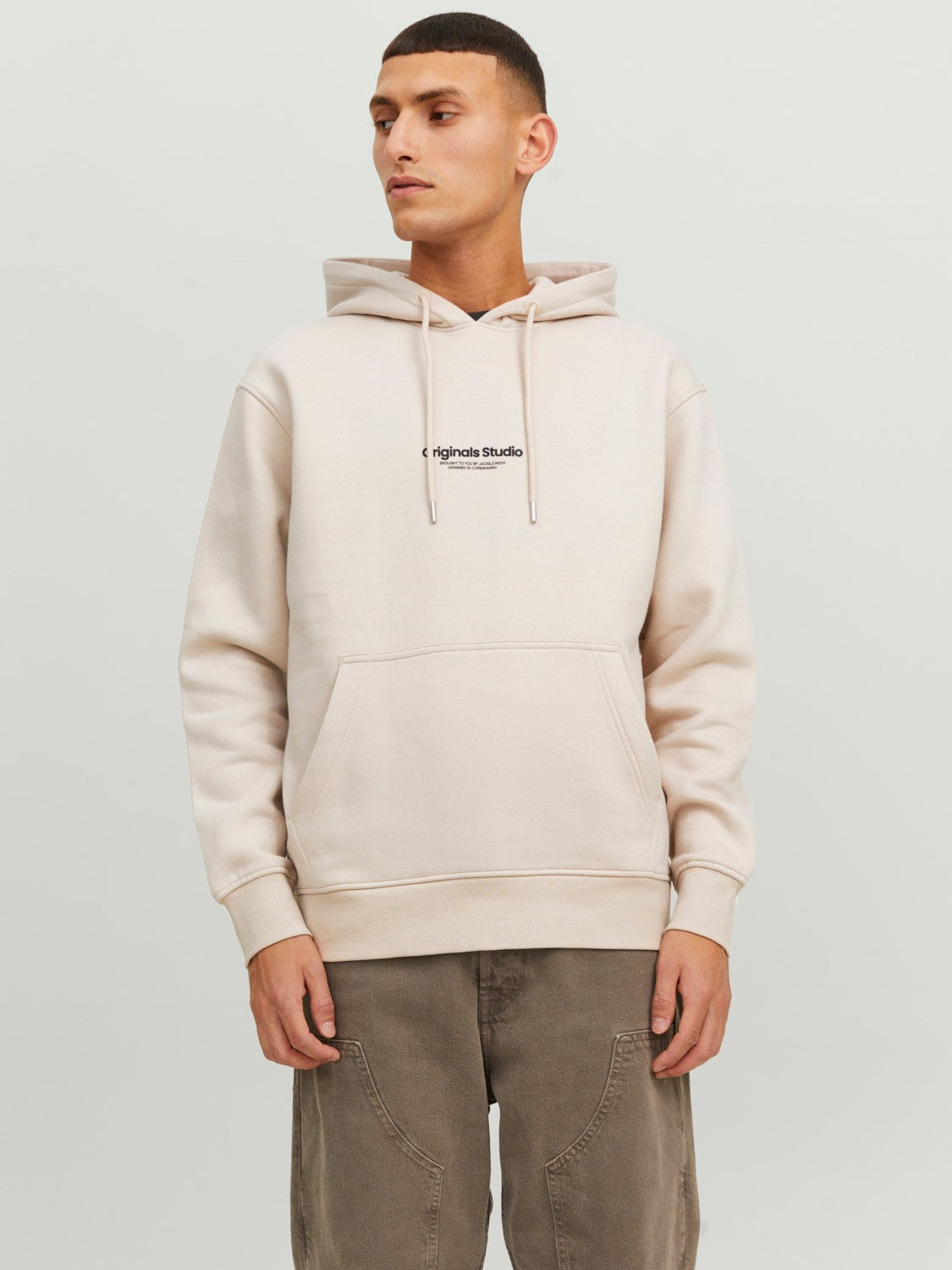 JACK & JONES FELPA CON CAPPUCCIO "ORIGINALS STUDIO" - Col. Beige