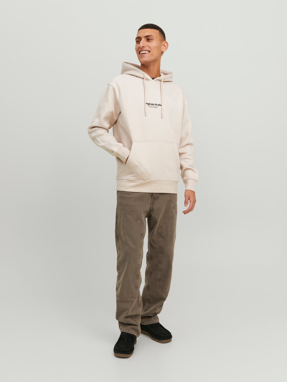 JACK & JONES FELPA CON CAPPUCCIO "ORIGINALS STUDIO" - Col. Beige