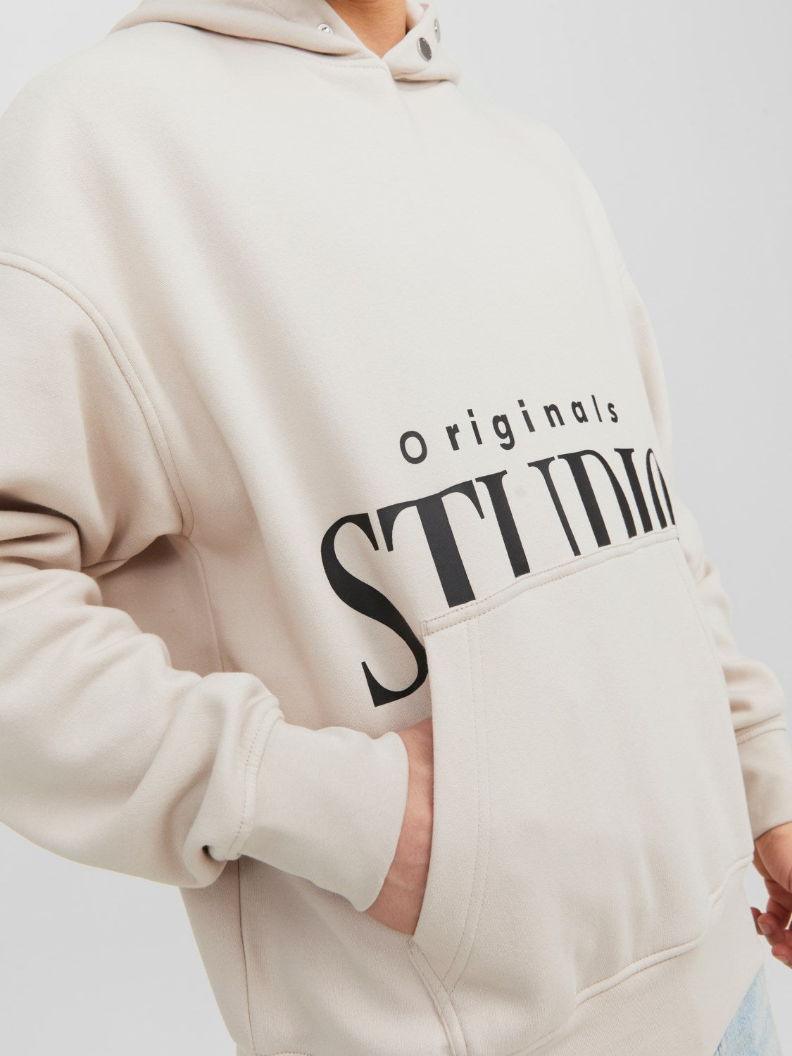 JACK & JONES FELPA CON CAPPUCCIO "ORIGINALS STUDIO" - Col. Beige
