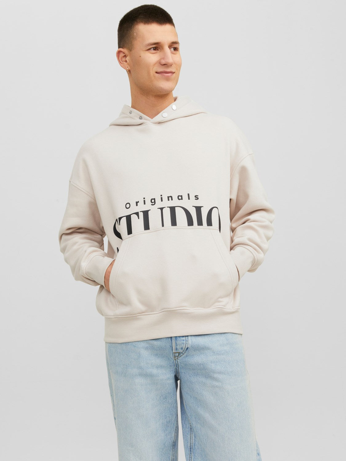 JACK & JONES FELPA CON CAPPUCCIO "ORIGINALS STUDIO" - Col. Beige