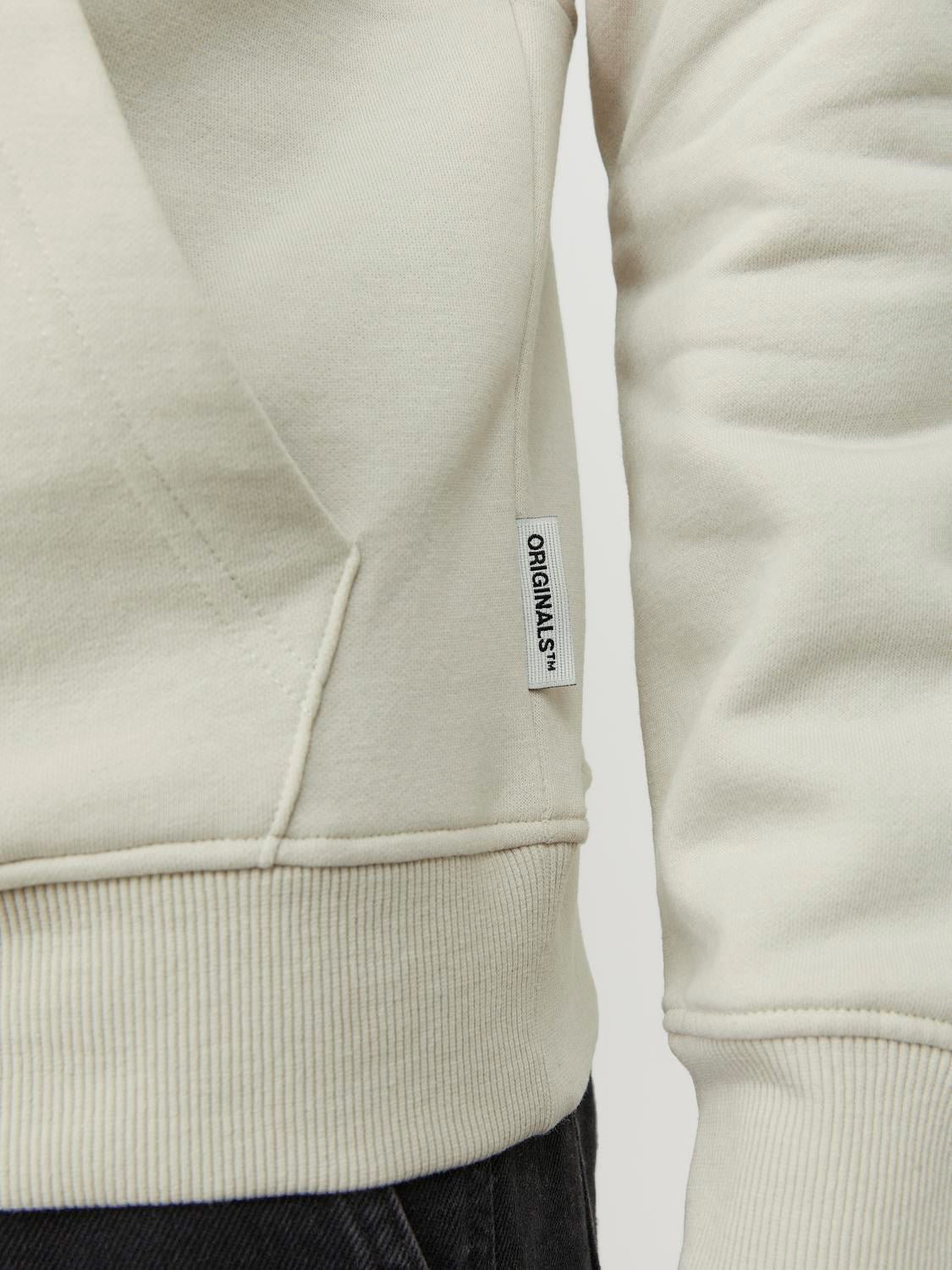 JACK & JONES FELPA CON CAPPUCCIO "BLOCKING" - Col. Beige/Bianco