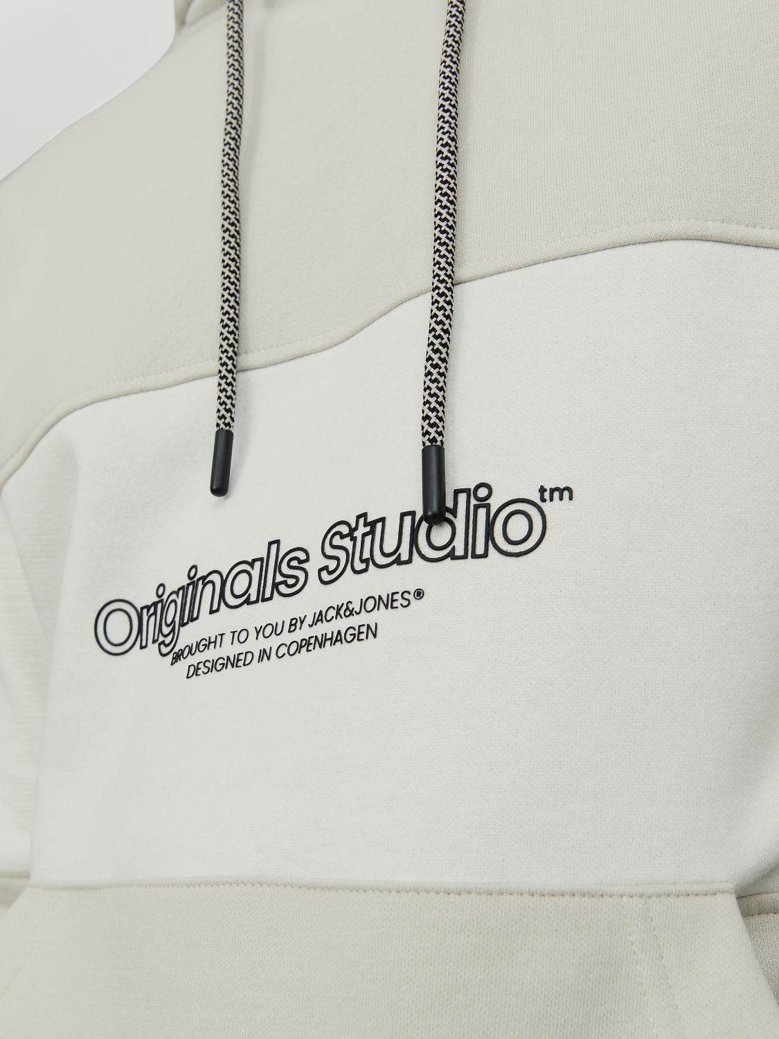 JACK & JONES FELPA CON CAPPUCCIO "BLOCKING" - Col. Beige/Bianco