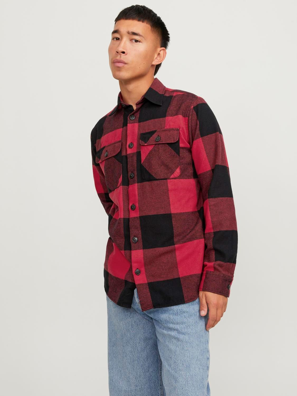 JACK & JONES CAMICIA A QUADRI - Col. Rosso/Nero