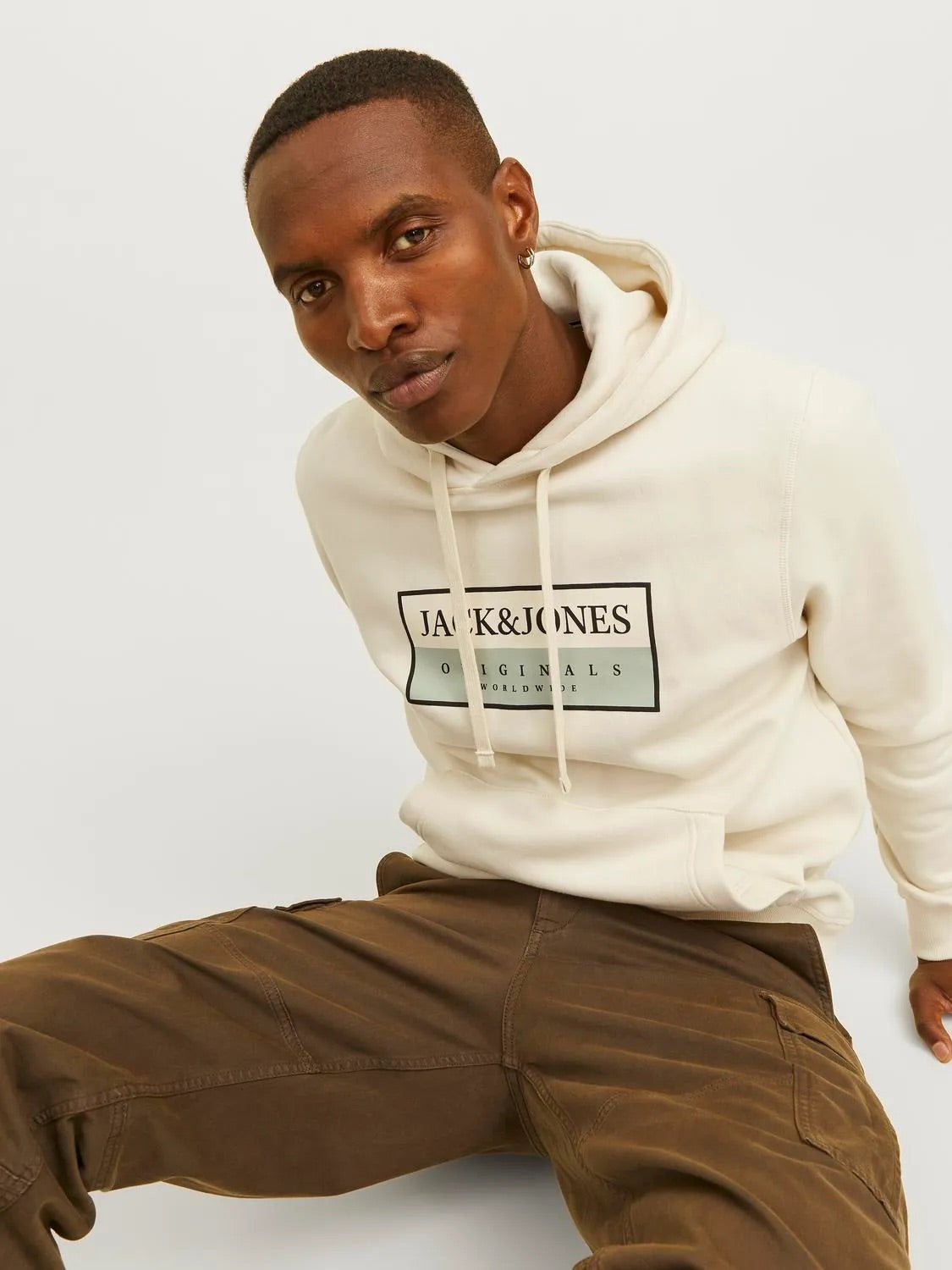 JACK & JONES FELPA CON CAPPUCCIO "ORIGINALS" - Col. Panna