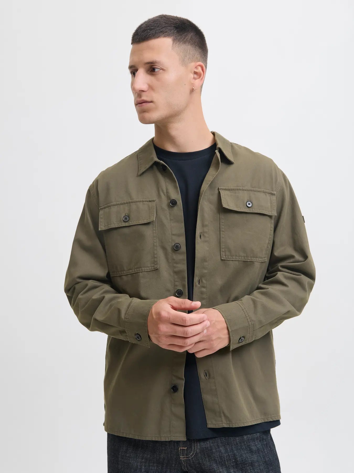 JACK JONES CAMICIA GIACCA OVERSHIRT verde militare –