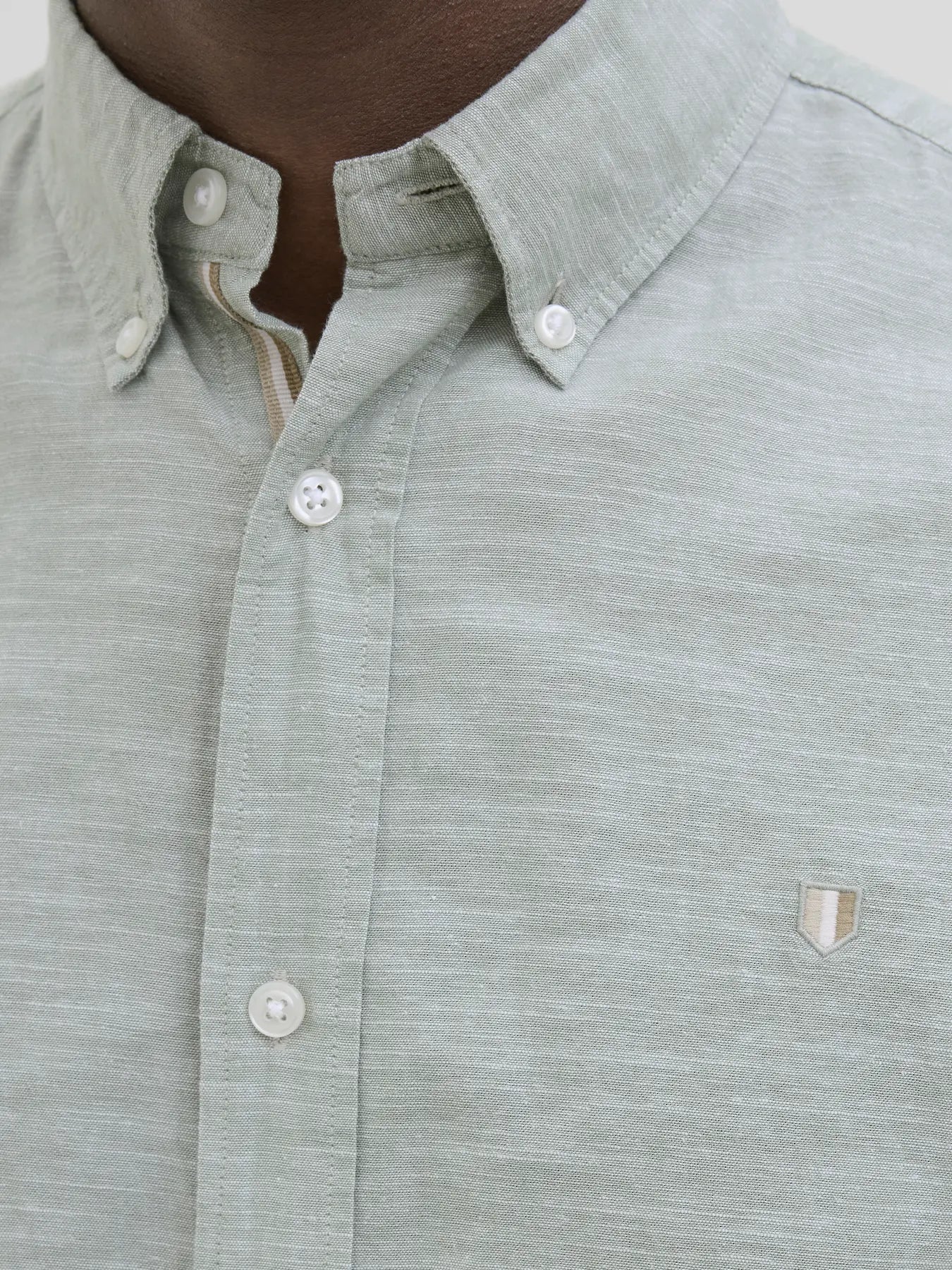 JACK & JONES PREMIUM CAMICIA IN MISTO LINO - col. Verde acqua