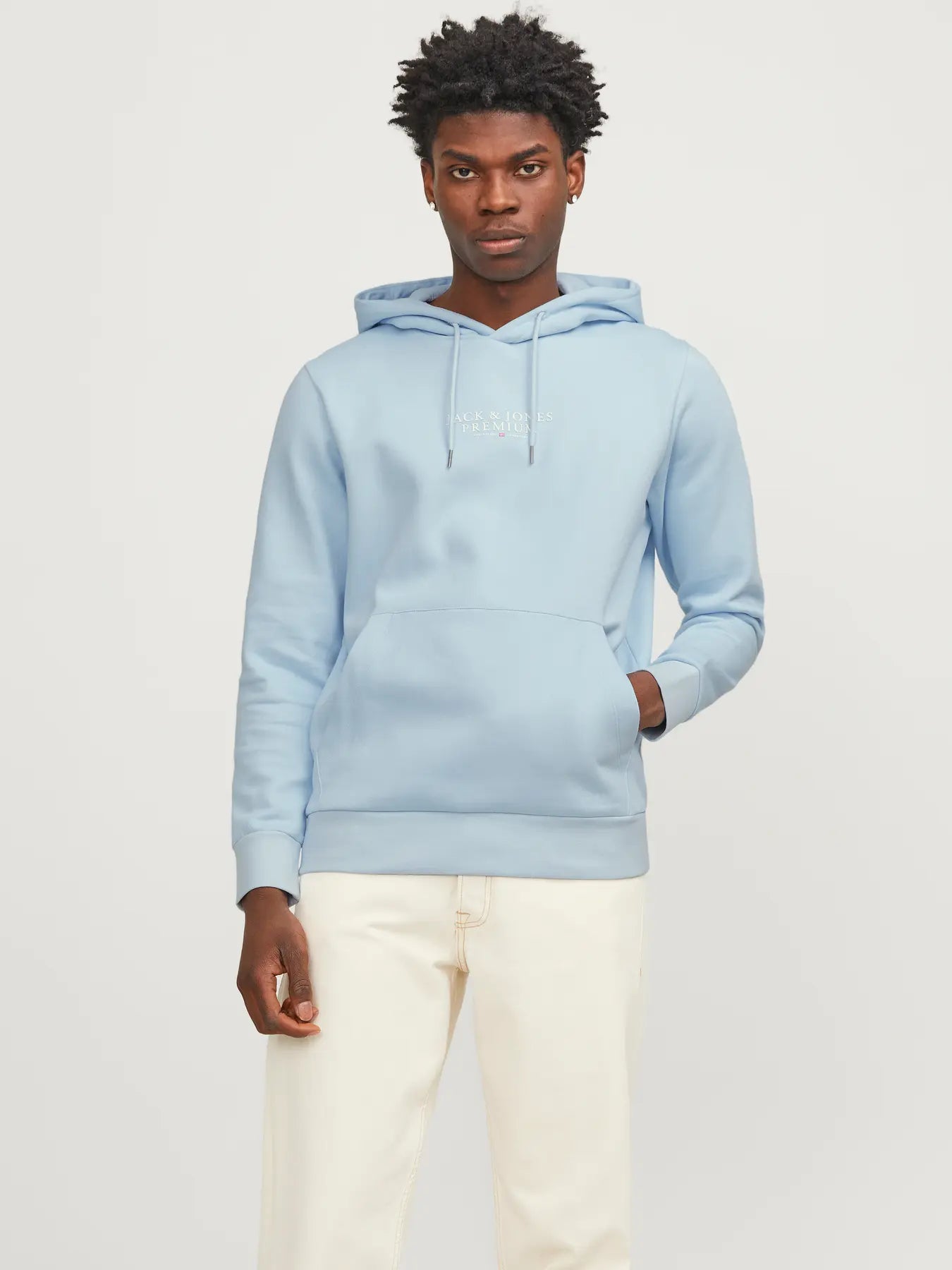 JACK & JONES FELPA CON CAPPUCCIO "PREMIUM" - Col. azzurro