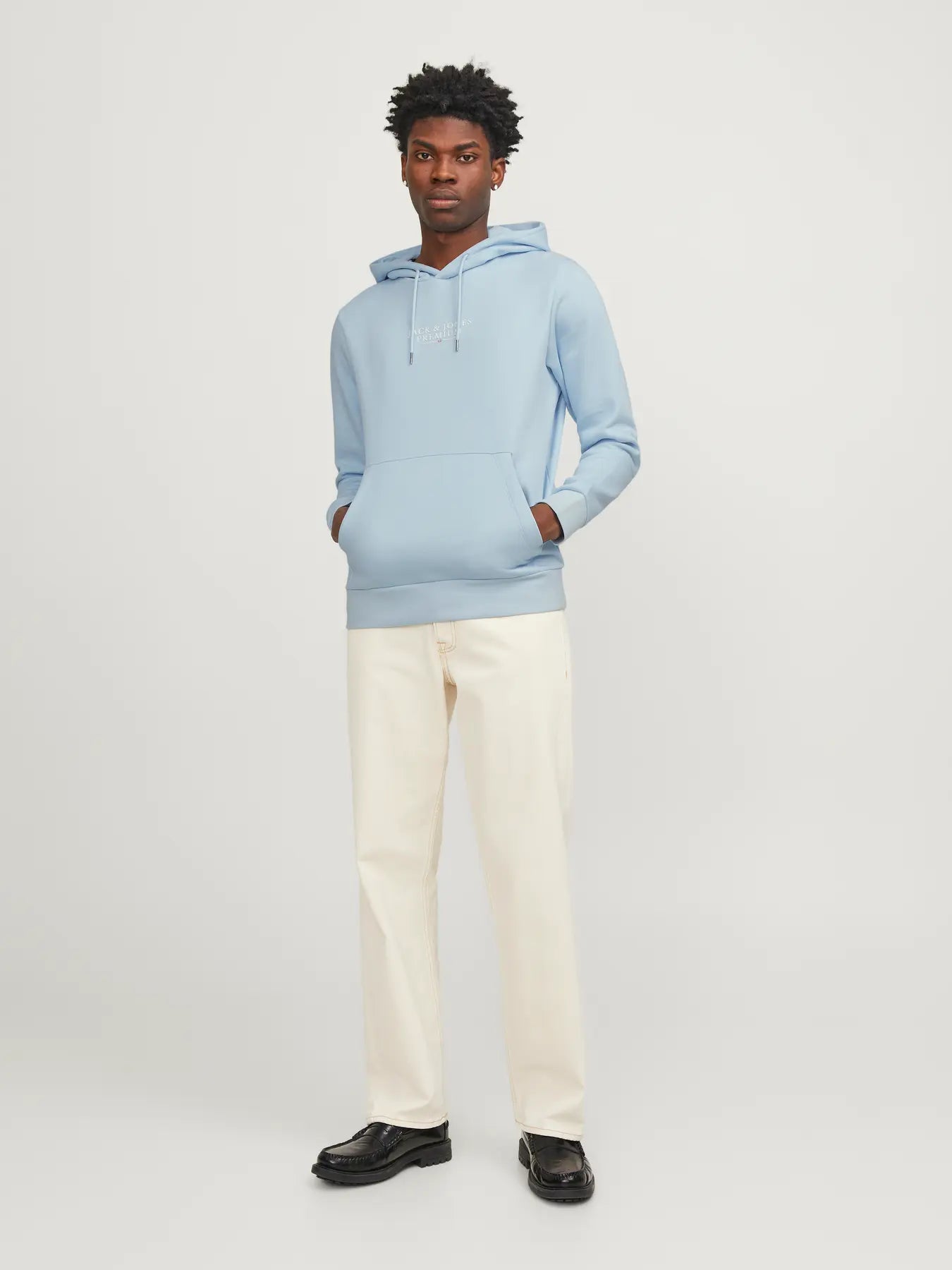 JACK & JONES FELPA CON CAPPUCCIO "PREMIUM" - Col. azzurro