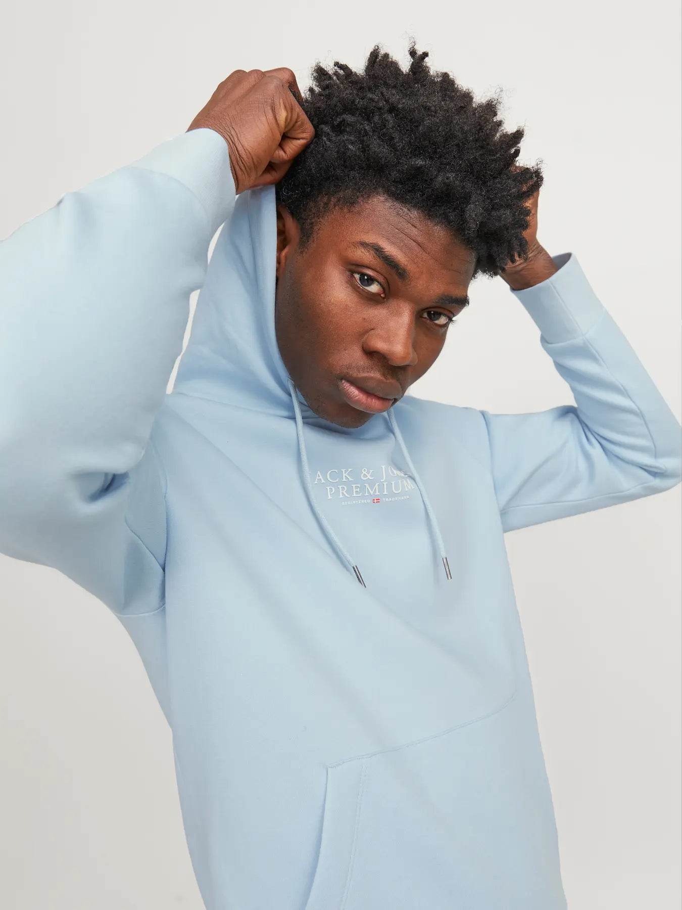 JACK & JONES FELPA CON CAPPUCCIO "PREMIUM" - Col. azzurro