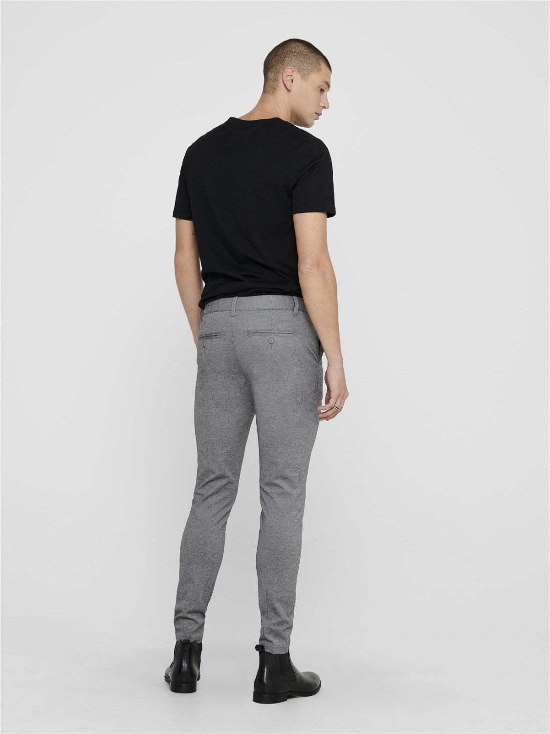 PANTALONI SLIM CHINO "MARK" - Col. Grigio sfumato